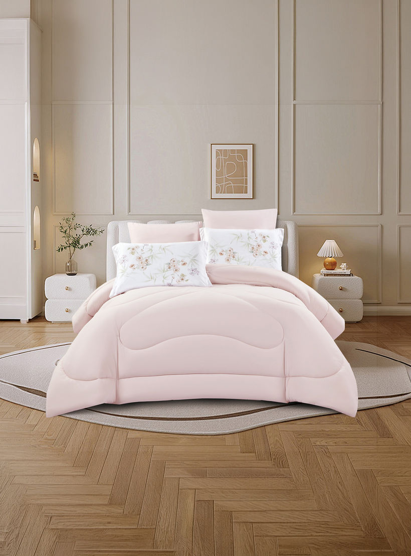 طقم لحاف قابل للعكس مكون من 6 قطع بنقشة زهور، مقاس سوبر كينج - 260×240 سم-household-bedding-comfortersandbedspreads-comforters-image-2