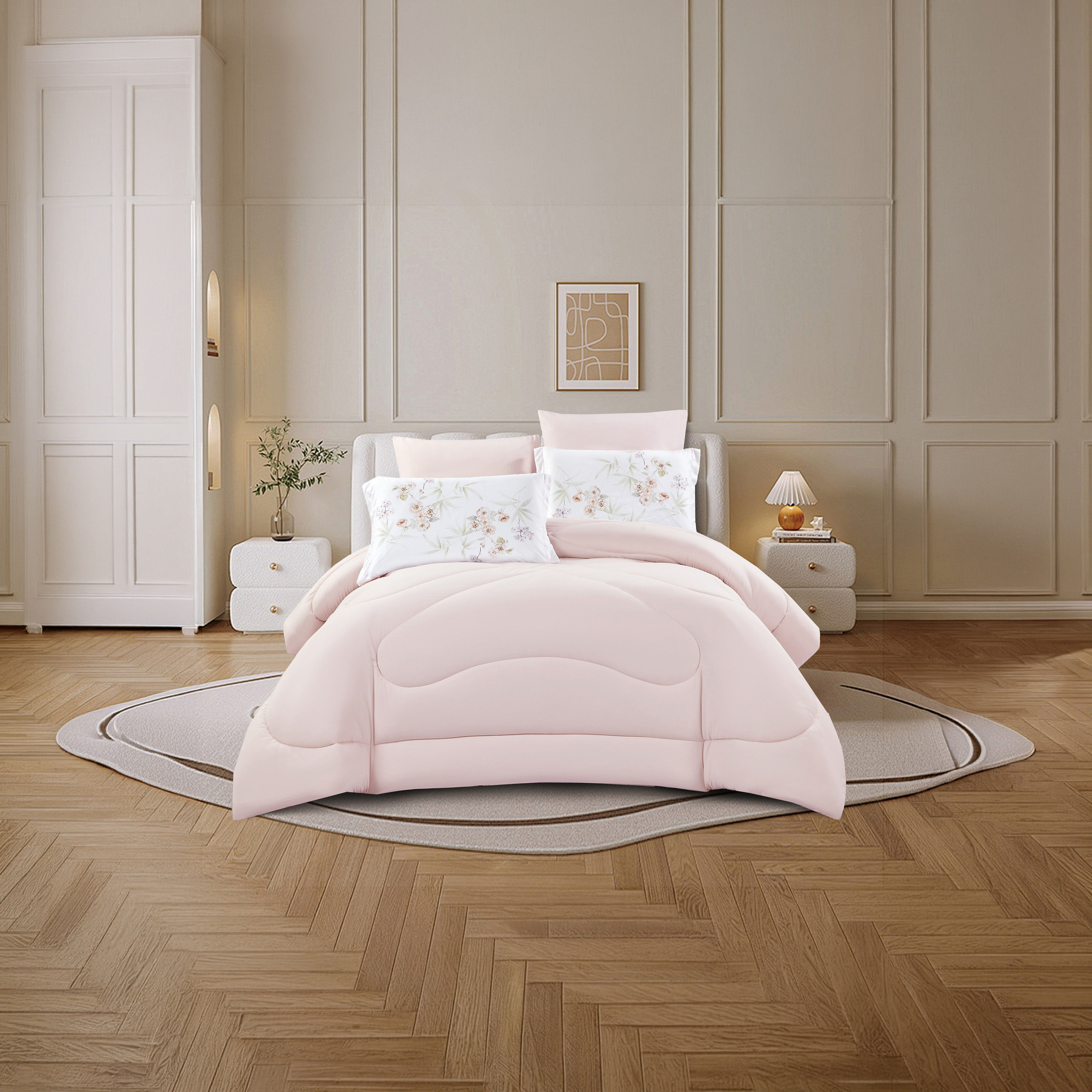 طقم لحاف قابل للعكس مكون من 6 قطع بنقشة زهور، مقاس سوبر كينج - 260×240 سم-household-bedding-comfortersandbedspreads-comforters-image-9