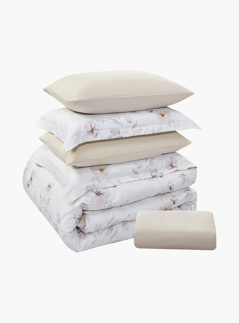 طقم لحاف قابل للعكس مكون من 6 قطع بنقشة زهور، مقاس سوبر كينج - 260×240 سم-household-bedding-comfortersandbedspreads-comforters-image-7