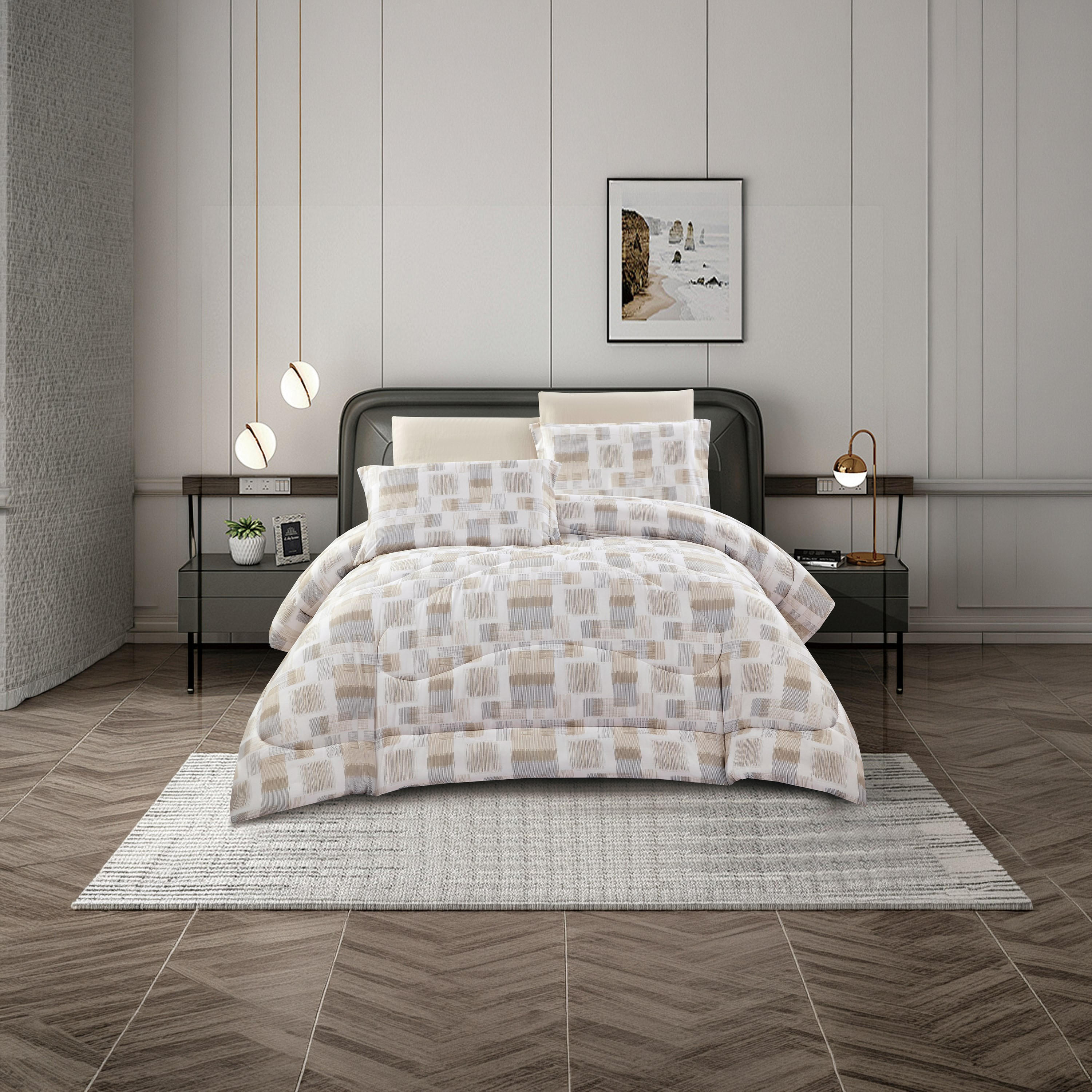 طقم لحاف قابل للعكس من لايف ستايل، مقاس سوبر كينج، بتصميم هندسي، مكون من 6 قطع - 260 × 240 سم-household-bedding-comfortersandbedspreads-comforters-image-8