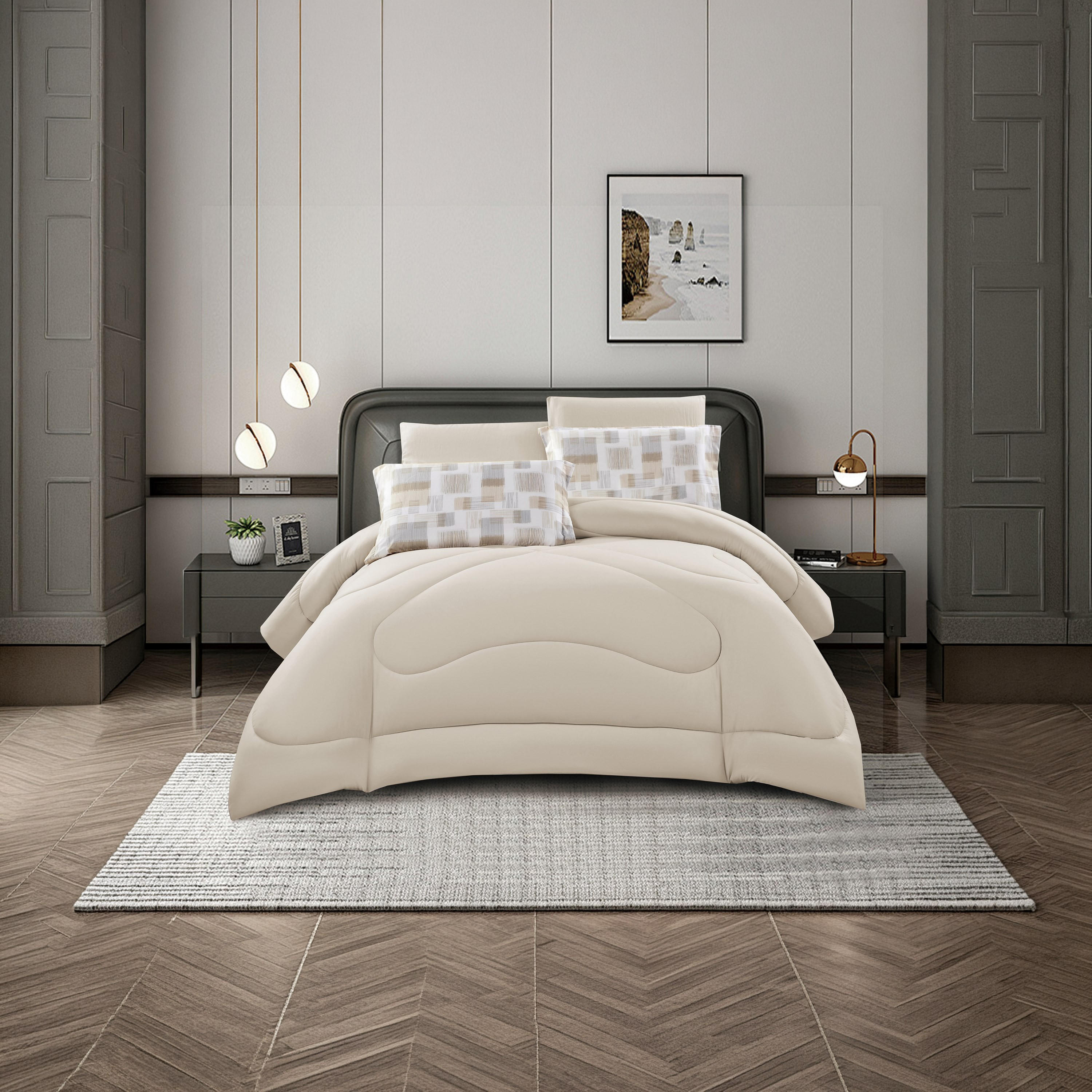 طقم لحاف قابل للعكس من لايف ستايل، مقاس سوبر كينج، بتصميم هندسي، مكون من 6 قطع - 260 × 240 سم-household-bedding-comfortersandbedspreads-comforters-image-9