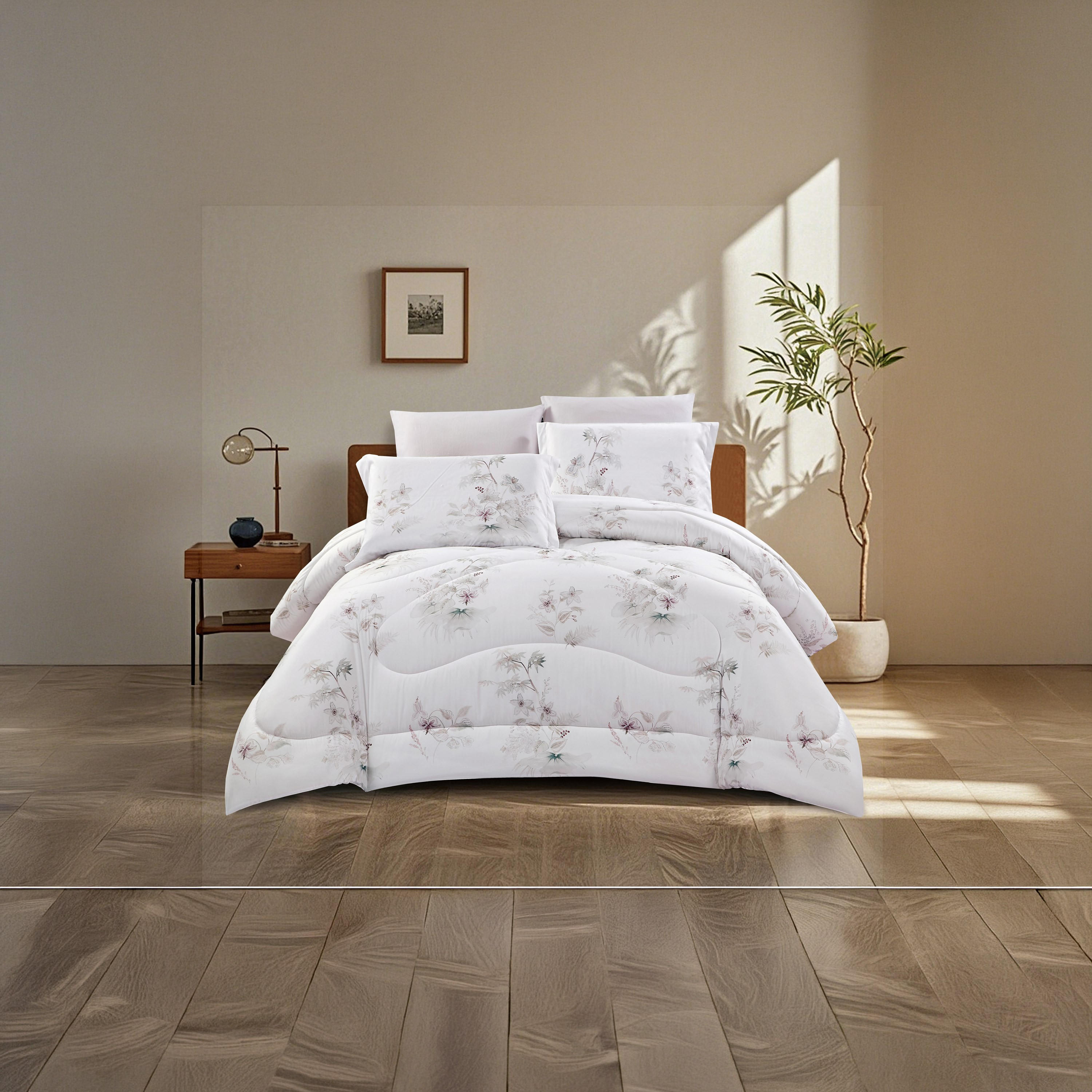 طقم لحاف قابل للعكس مكون من 6 قطع بنقشة زهور، مقاس سوبر كينج - 260×240 سم-household-bedding-comfortersandbedspreads-comforters-image-8
