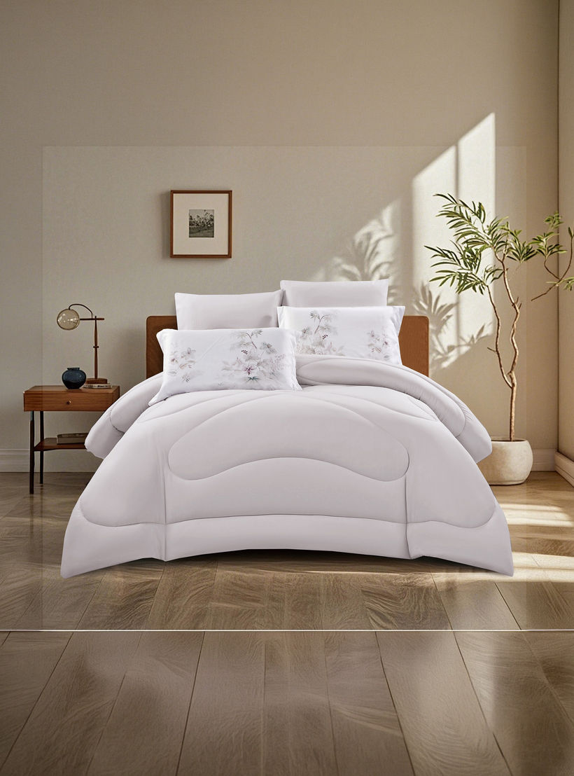 Lifestyle Super King Floral Print 6 Piece Reversible Comforter Set - 260x240cms-household-bedding-comfortersandbedspreads-comforters-image-2
