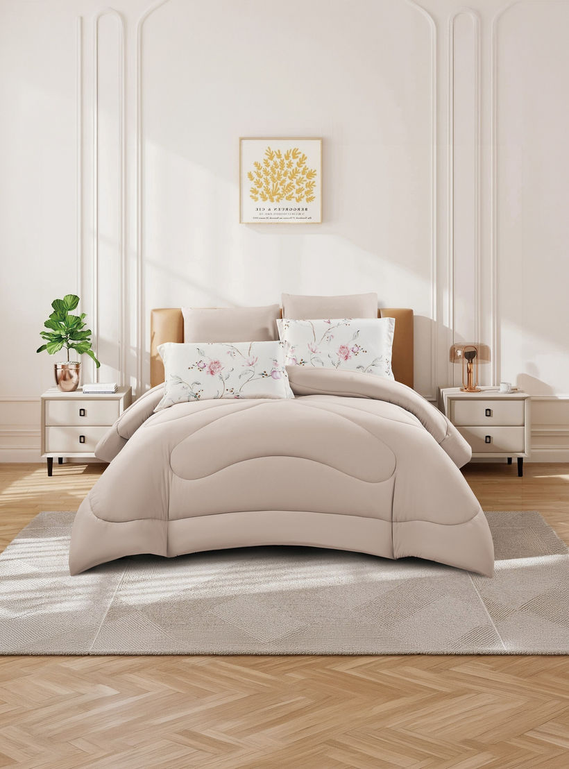 Lifestyle Super King Floral Print 6 Piece Reversible Comforter Set - 260x240cms-household-bedding-comfortersandbedspreads-comforters-image-2