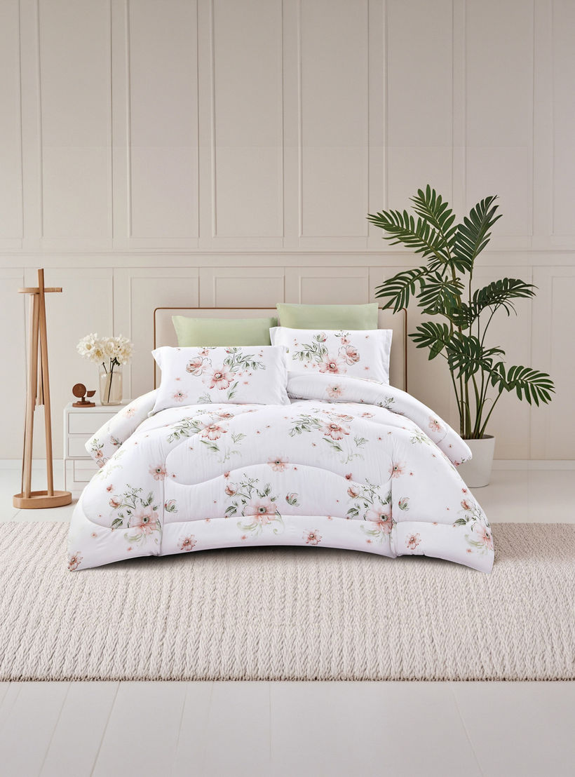 طقم لحاف قابل للعكس من 4 قطع بنقشة زهور من لايف ستايل كوين - 170 × 240 سم-household-bedding-comfortersandbedspreads-comforters-image-7
