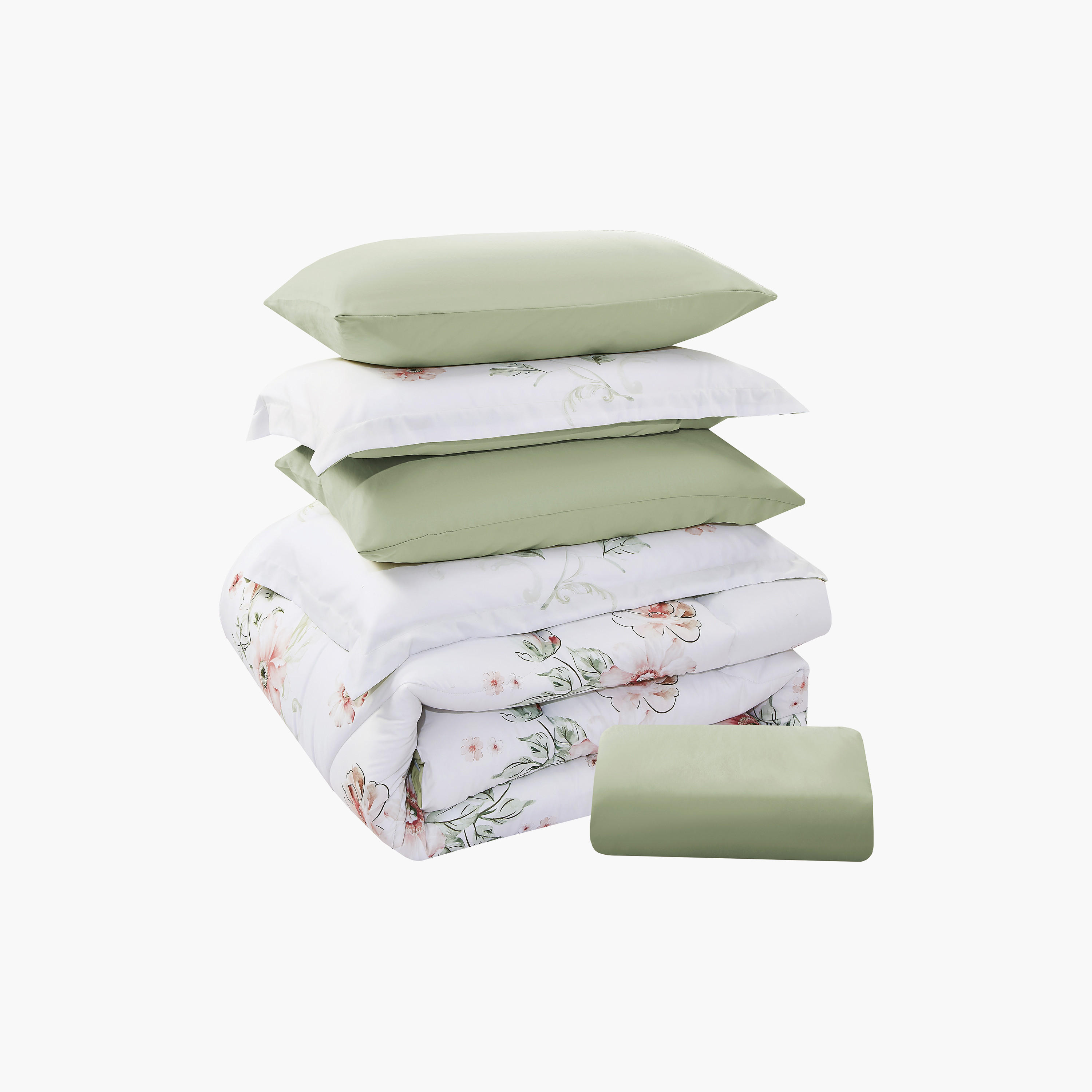 طقم لحاف قابل للعكس من 4 قطع بنقشة زهور من لايف ستايل كوين - 170 × 240 سم-household-bedding-comfortersandbedspreads-comforters-image-6
