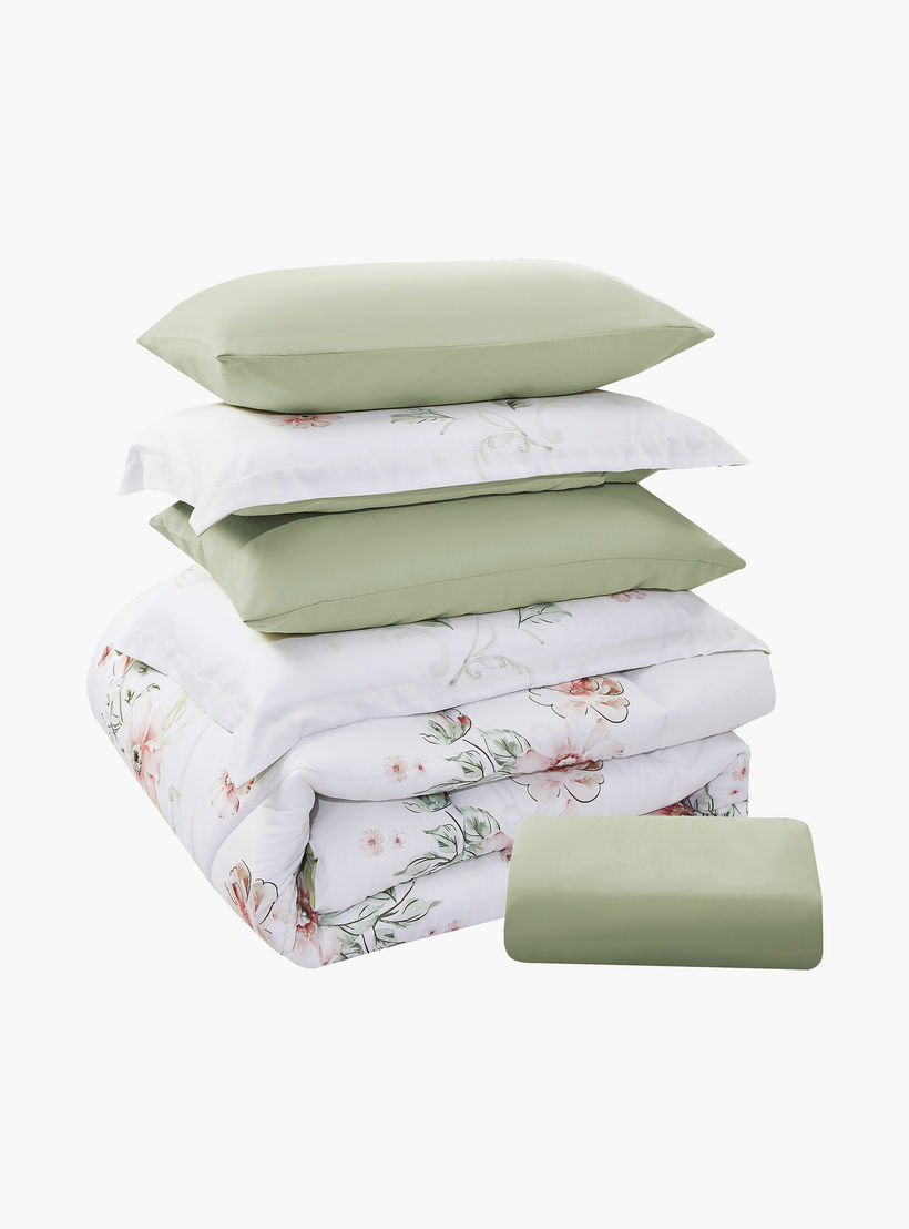 طقم لحاف قابل للعكس من 4 قطع بنقشة زهور من لايف ستايل كوين - 170 × 240 سم-household-bedding-comfortersandbedspreads-comforters-image-13