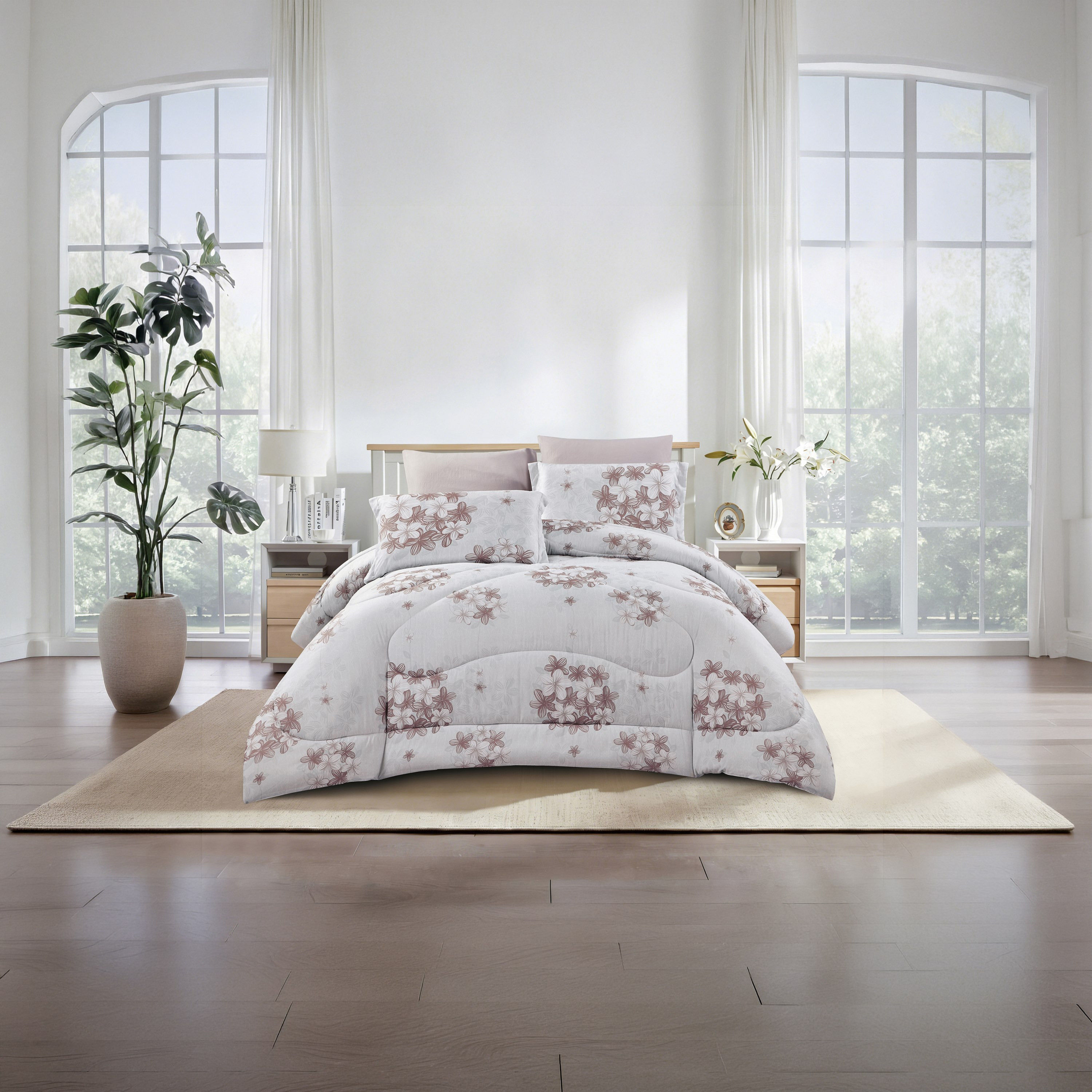 طقم لحاف قابل للعكس من 4 قطع بنقشة زهور من لايف ستايل كوين - 170 × 240 سم-household-bedding-comfortersandbedspreads-comforters-image-7