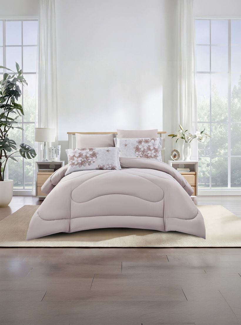 Lifestyle Queen Floral Print 4 Piece Reversible Comforter Set - 170x240cms-household-bedding-comfortersandbedspreads-comforters-image-2
