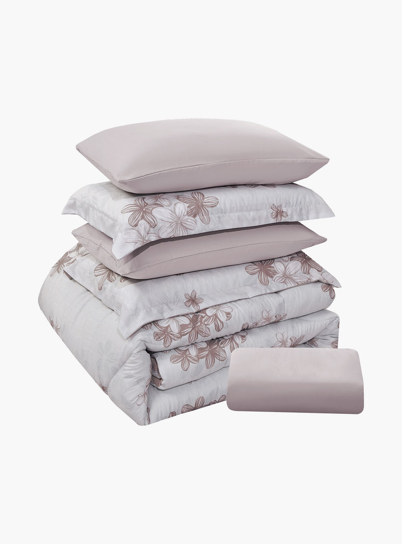 Lifestyle Queen Floral Print 4 Piece Reversible Comforter Set - 170x240cms-household-bedding-comfortersandbedspreads-comforters-image-14