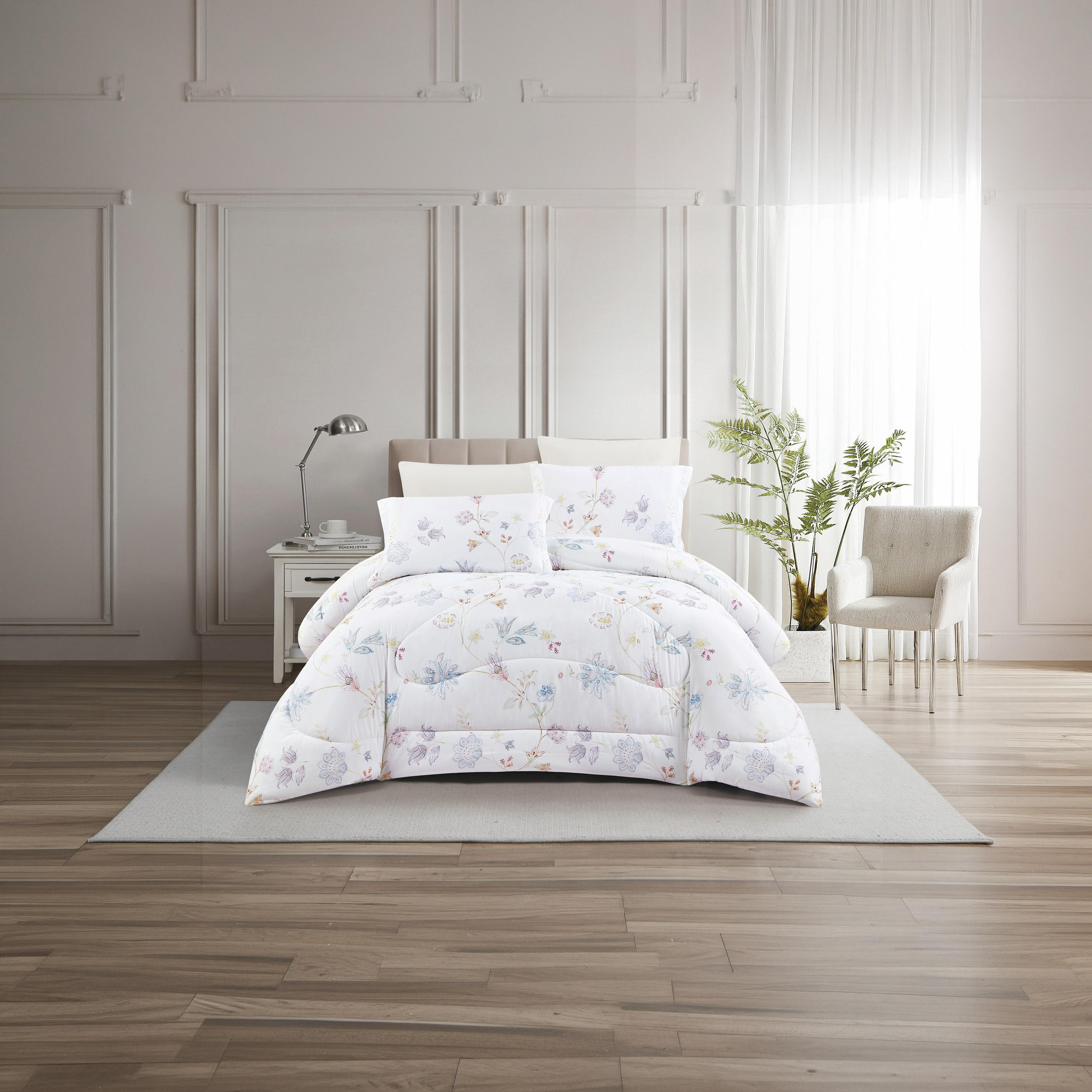 طقم لحاف قابل للعكس من 4 قطع بنقشة زهور من لايف ستايل كوين - 170 × 240 سم-household-bedding-comfortersandbedspreads-comforters-image-14