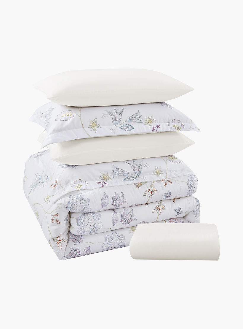 Lifestyle Queen Floral Print 4 Piece Reversible Comforter Set - 170x240cms-household-bedding-comfortersandbedspreads-comforters-image-14