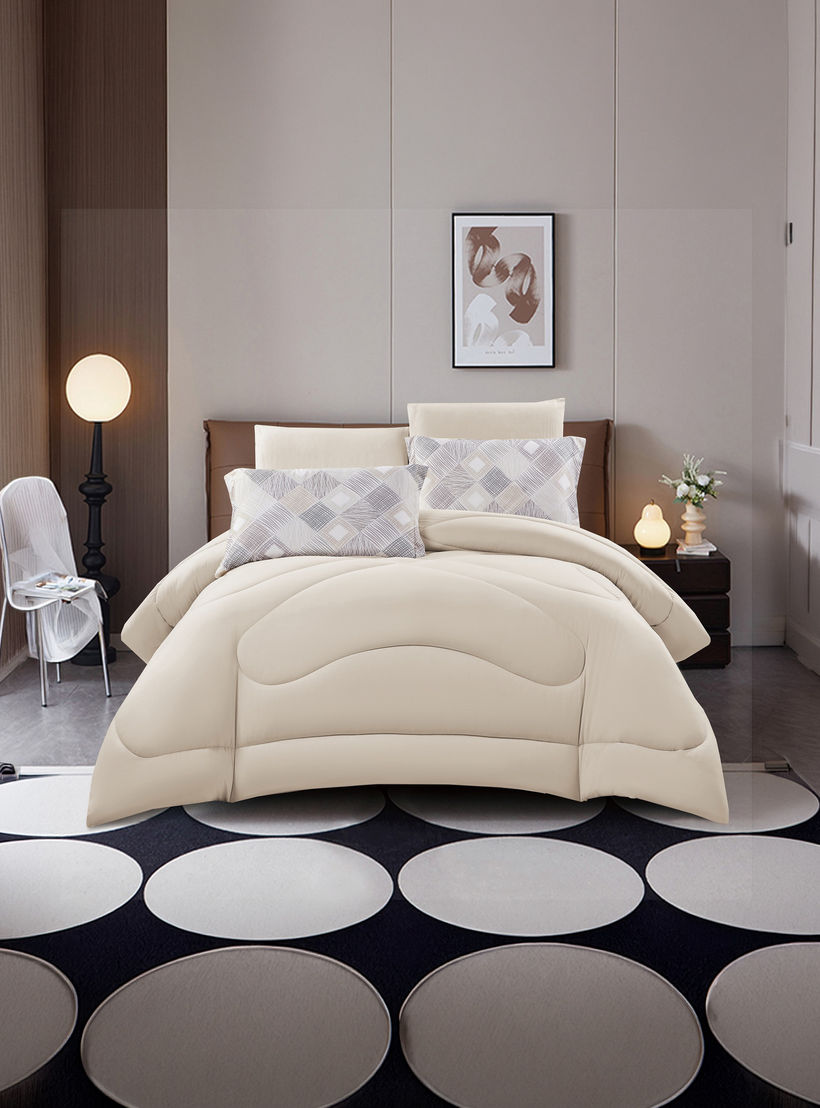 Lifestyle Queen Geometric 4 Piece Reversible Comforter Set -170x240cms-household-bedding-comfortersandbedspreads-comforters-image-2
