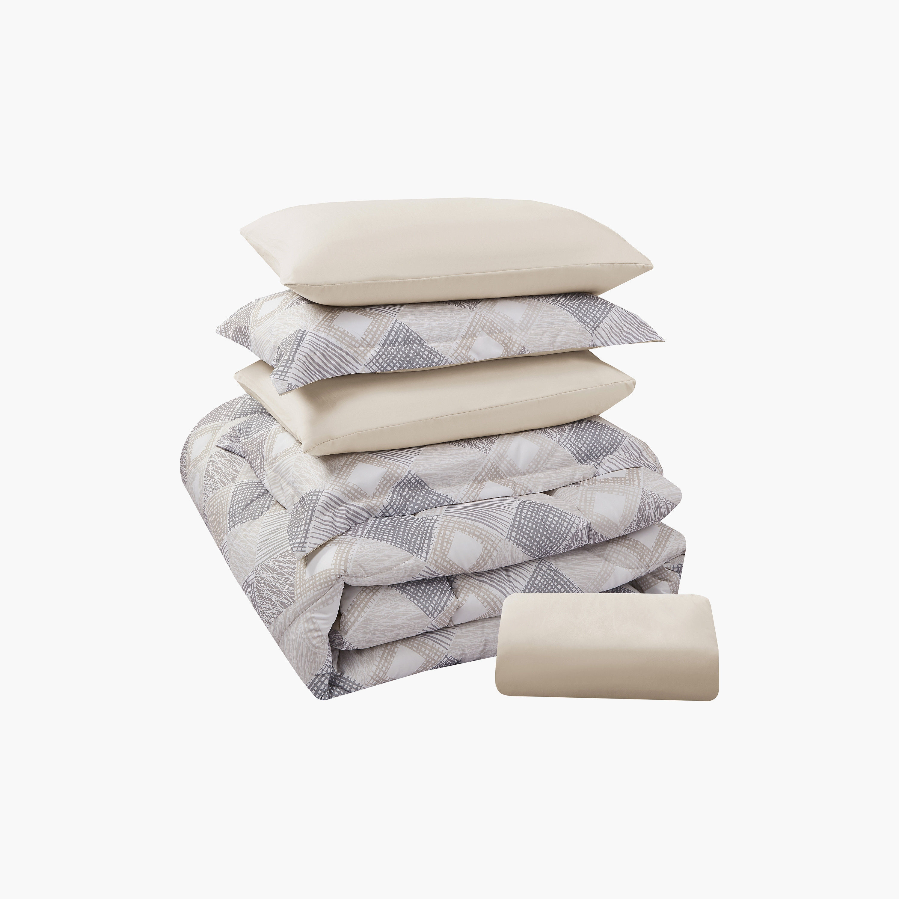 Lifestyle Queen Geometric 4 Piece Reversible Comforter Set -170x240cms-household-bedding-comfortersandbedspreads-comforters-image-7