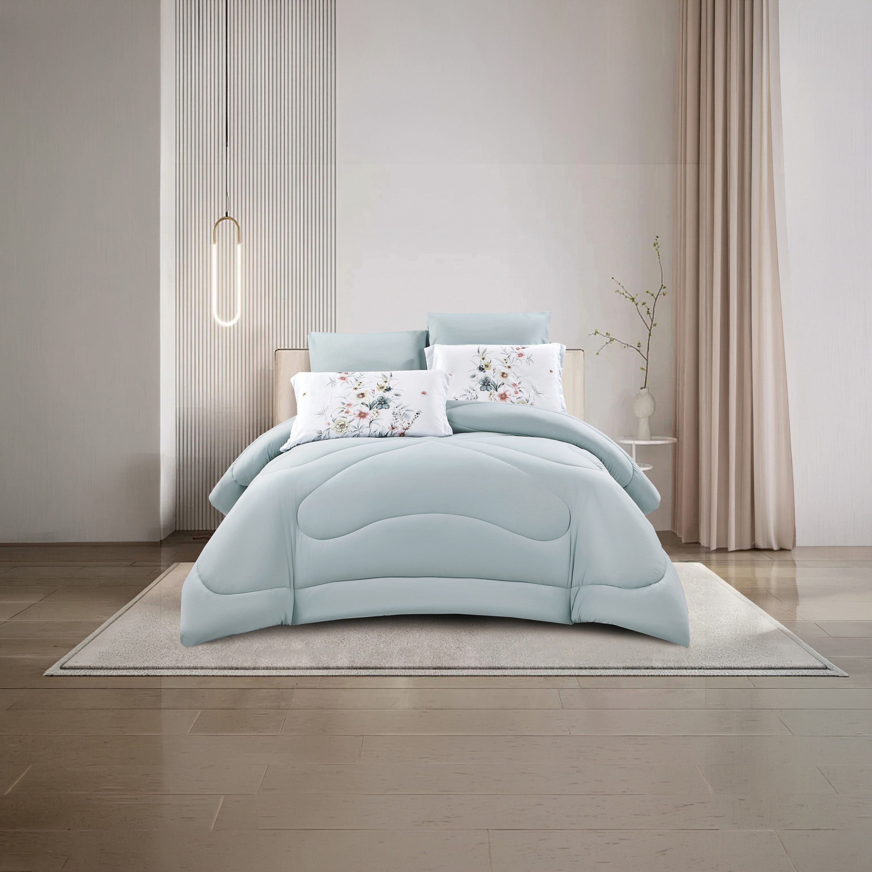 طقم لحاف قابل للعكس من 4 قطع بنقشة زهور من لايف ستايل كوين - 170 × 240 سم-household-bedding-comfortersandbedspreads-comforters-image-22