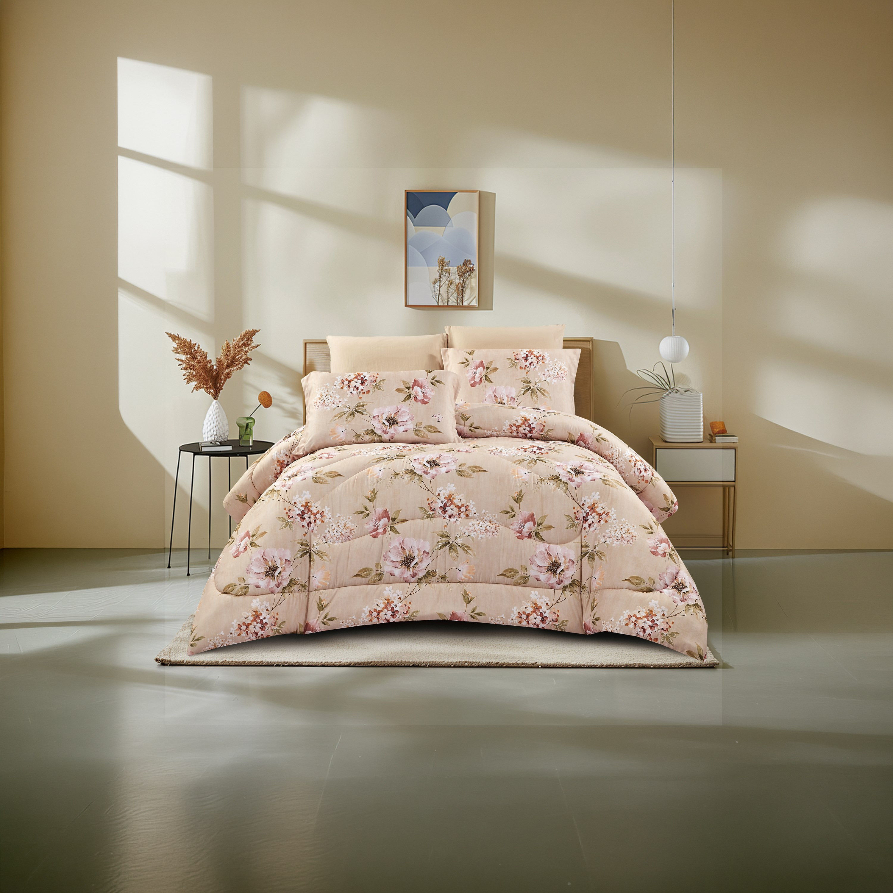طقم لحاف قابل للعكس من 4 قطع بنقشة زهور من لايف ستايل كوين - 170 × 240 سم-household-bedding-comfortersandbedspreads-comforters-image-1
