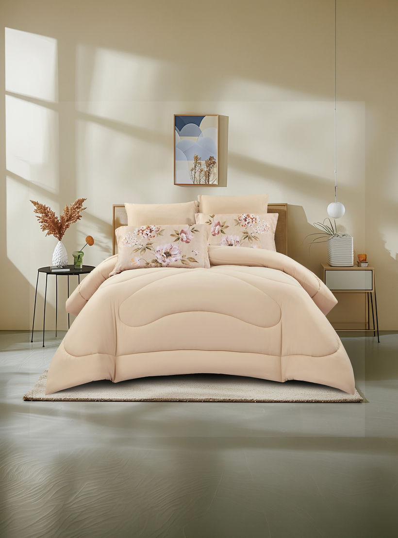 Lifestyle Queen Floral Print 4 Piece Reversible Comforter Set - 170x240cms-household-bedding-comfortersandbedspreads-comforters-image-2
