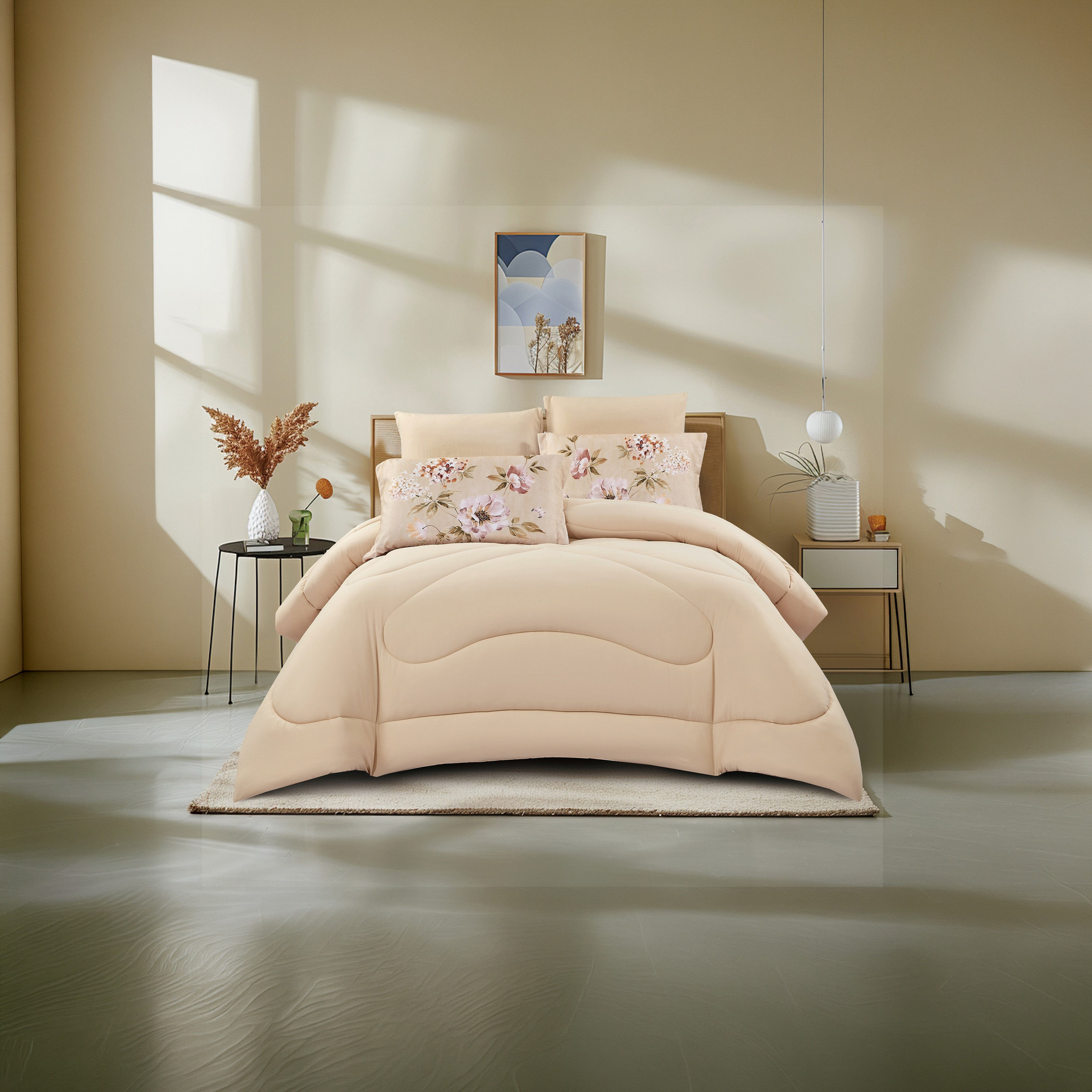 طقم لحاف قابل للعكس من 4 قطع بنقشة زهور من لايف ستايل كوين - 170 × 240 سم-household-bedding-comfortersandbedspreads-comforters-image-2
