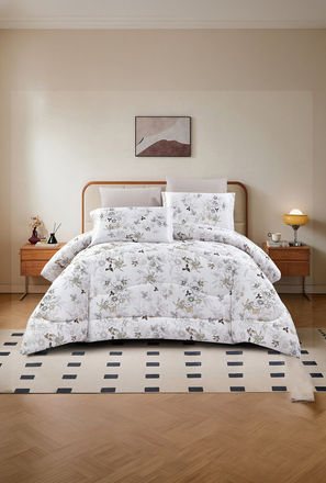 Lifestyle Queen Floral Print 4 Piece Reversible Comforter Set - 170x240cms-household-image-1