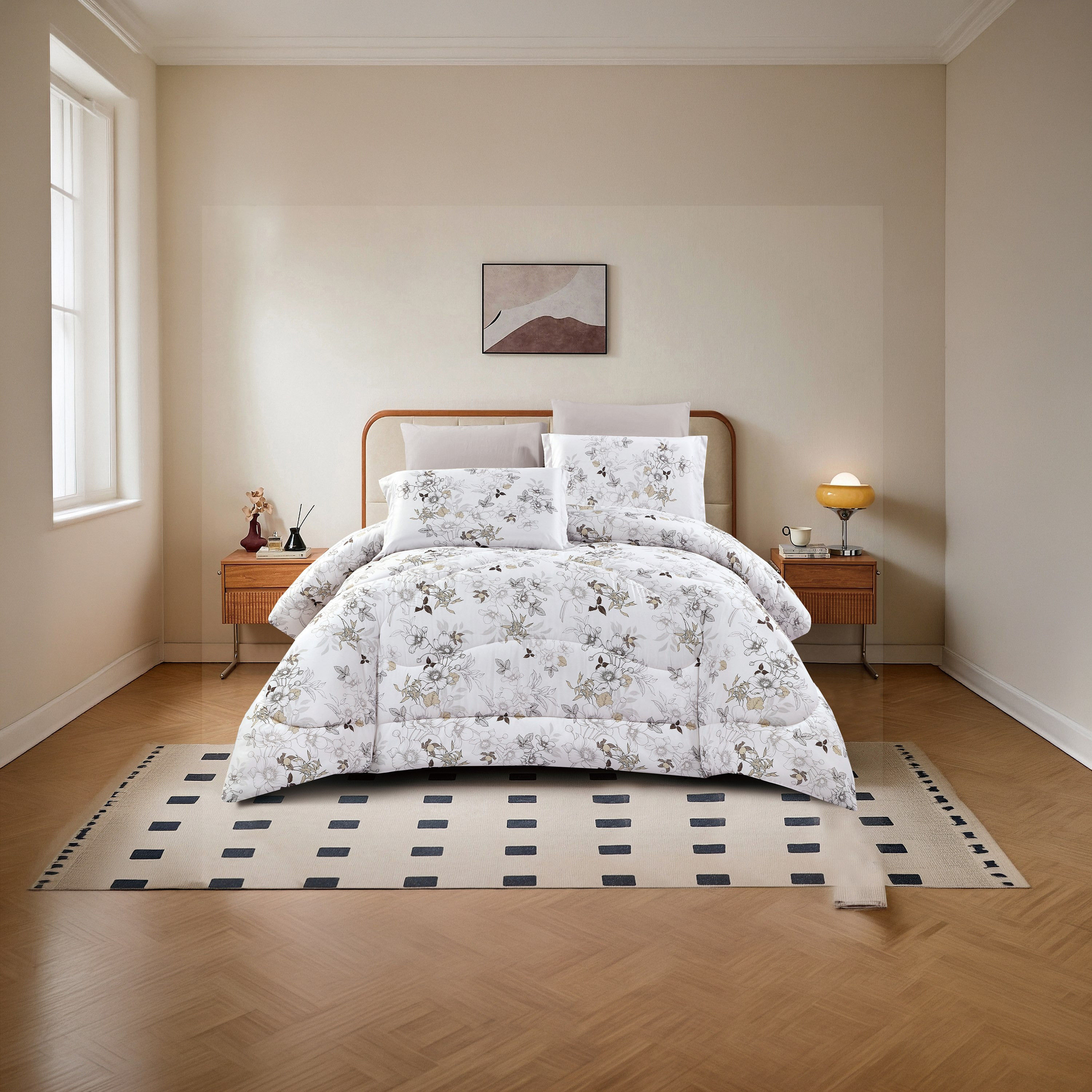 طقم لحاف قابل للعكس من 4 قطع بنقشة زهور من لايف ستايل كوين - 170 × 240 سم-household-bedding-comfortersandbedspreads-comforters-image-8