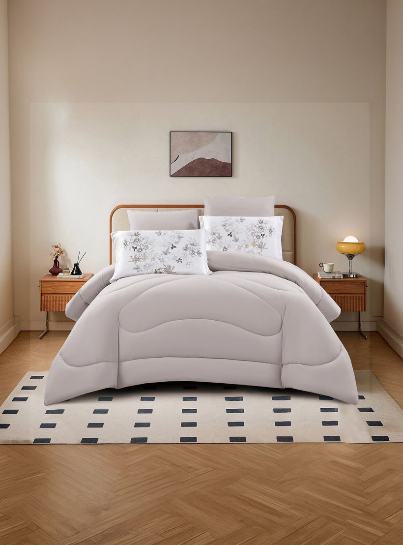 Lifestyle Queen Floral Print 4 Piece Reversible Comforter Set - 170x240cms-household-bedding-comfortersandbedspreads-comforters-image-2