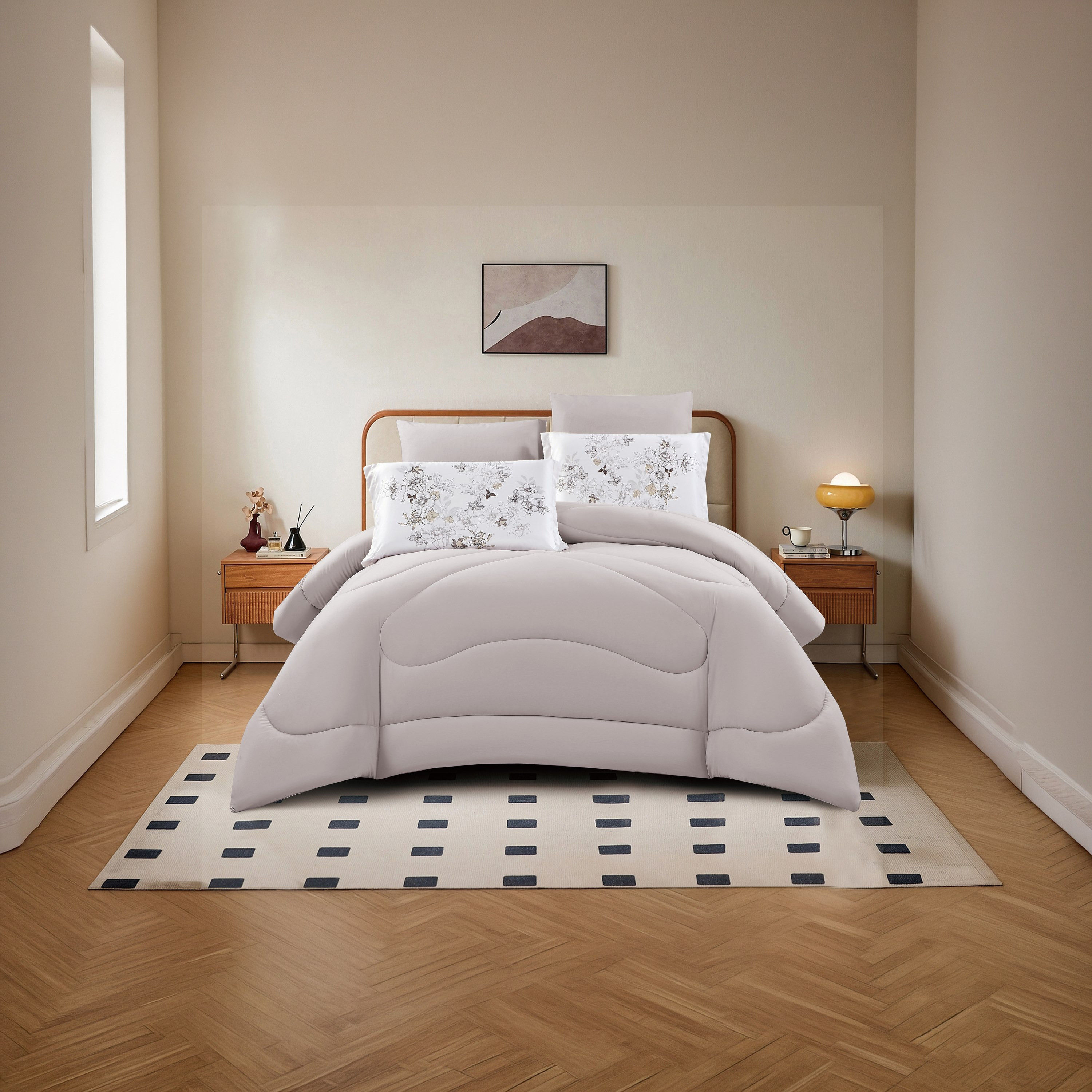 طقم لحاف قابل للعكس من 4 قطع بنقشة زهور من لايف ستايل كوين - 170 × 240 سم-household-bedding-comfortersandbedspreads-comforters-image-9