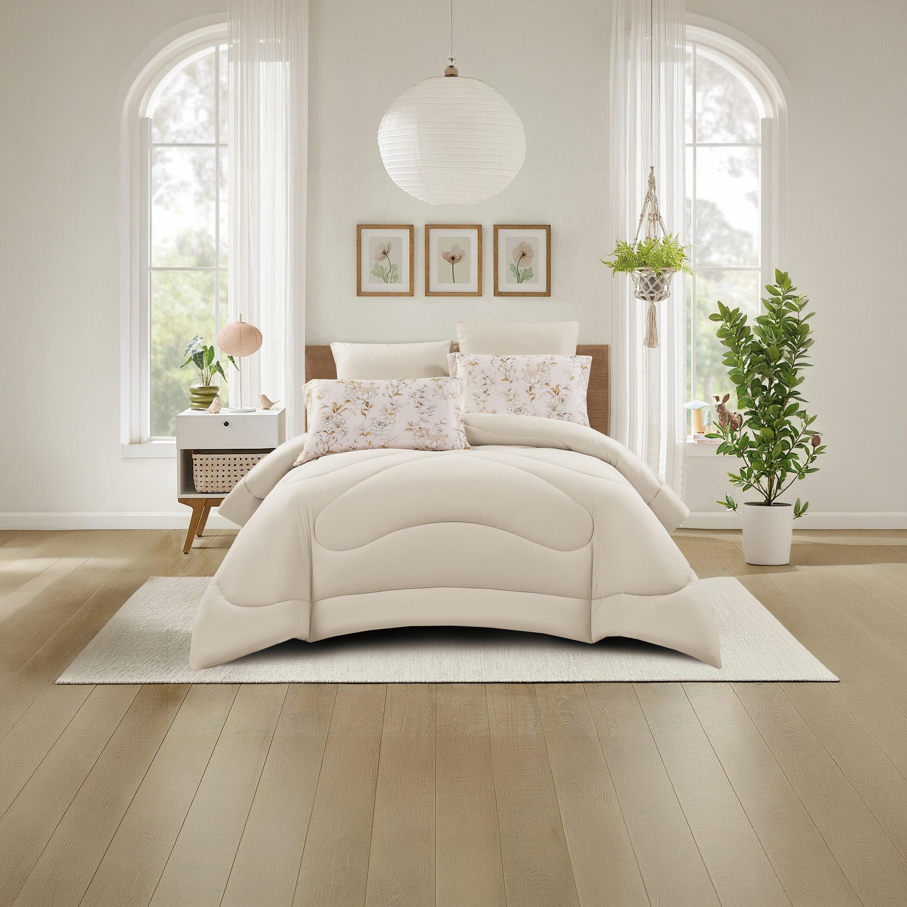 طقم لحاف قابل للعكس من 4 قطع بنقشة زهور من لايف ستايل كوين - 170 × 240 سم-household-bedding-comfortersandbedspreads-comforters-image-16