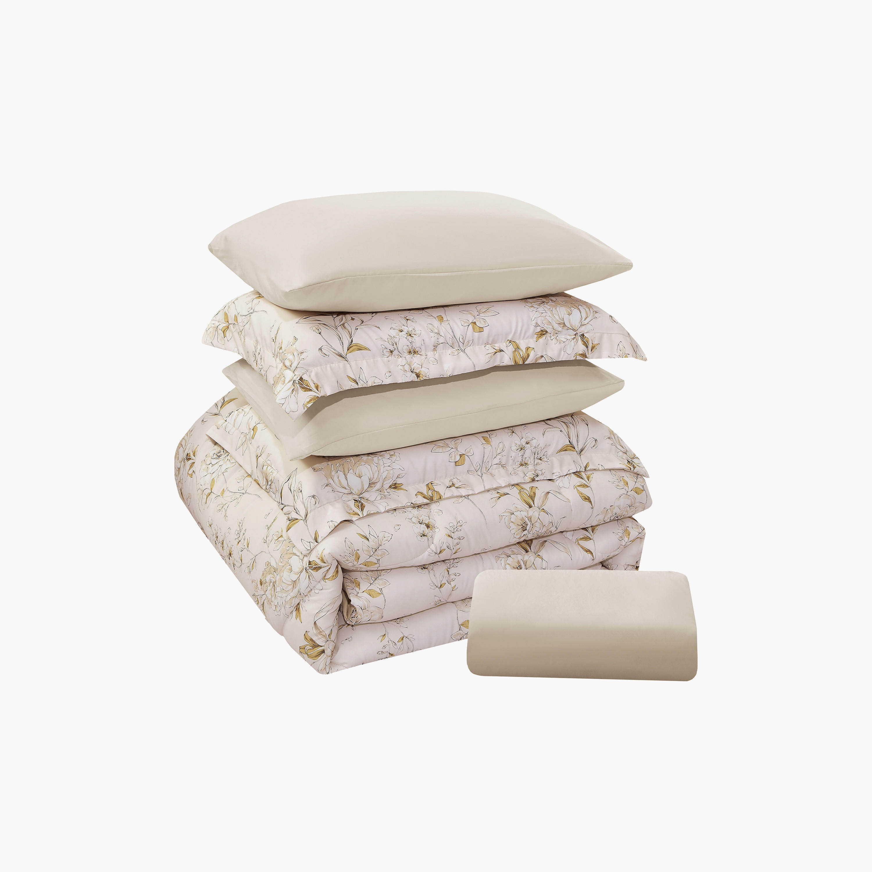 طقم لحاف قابل للعكس من 4 قطع بنقشة زهور من لايف ستايل كوين - 170 × 240 سم-household-bedding-comfortersandbedspreads-comforters-image-21