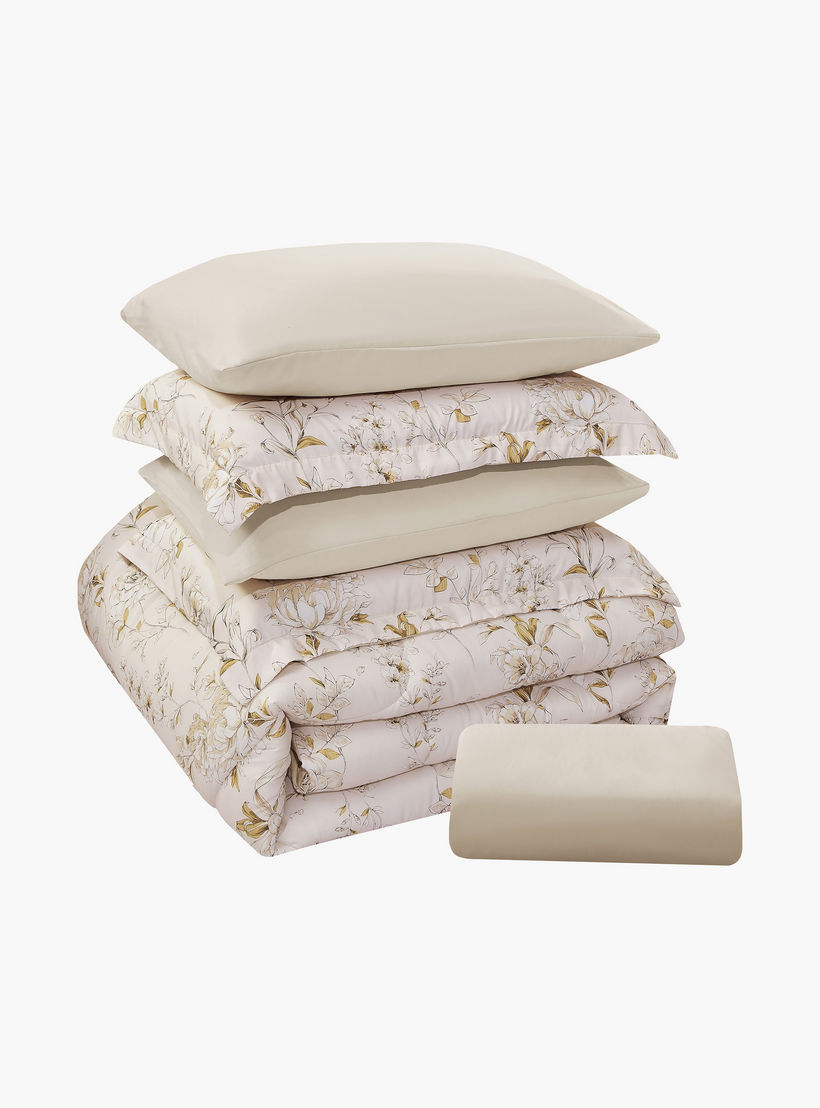 طقم لحاف قابل للعكس من 4 قطع بنقشة زهور من لايف ستايل كوين - 170 × 240 سم-household-bedding-comfortersandbedspreads-comforters-image-7
