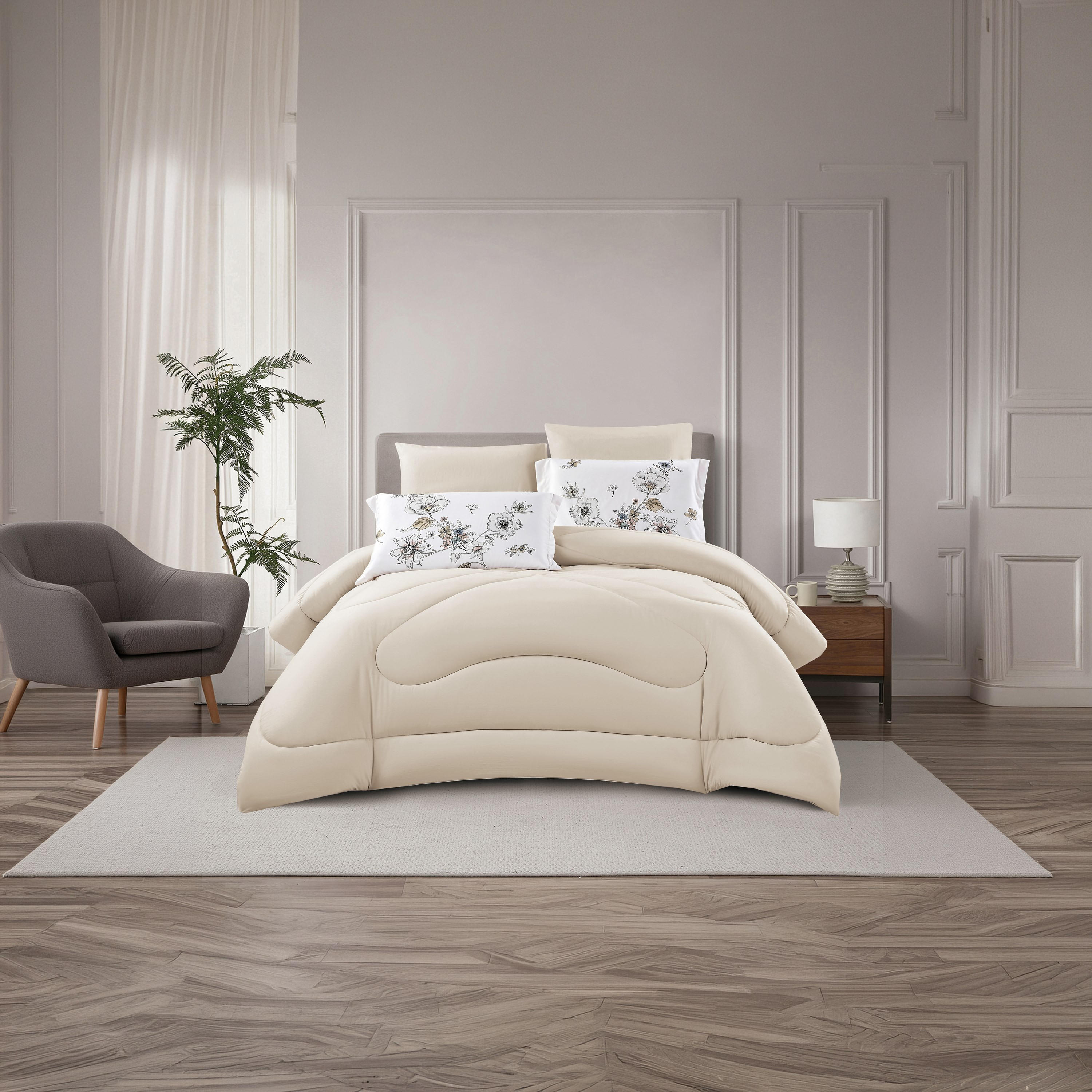 طقم لحاف قابل للعكس من 4 قطع بنقشة زهور من لايف ستايل كوين - 170 × 240 سم-household-bedding-comfortersandbedspreads-comforters-image-2