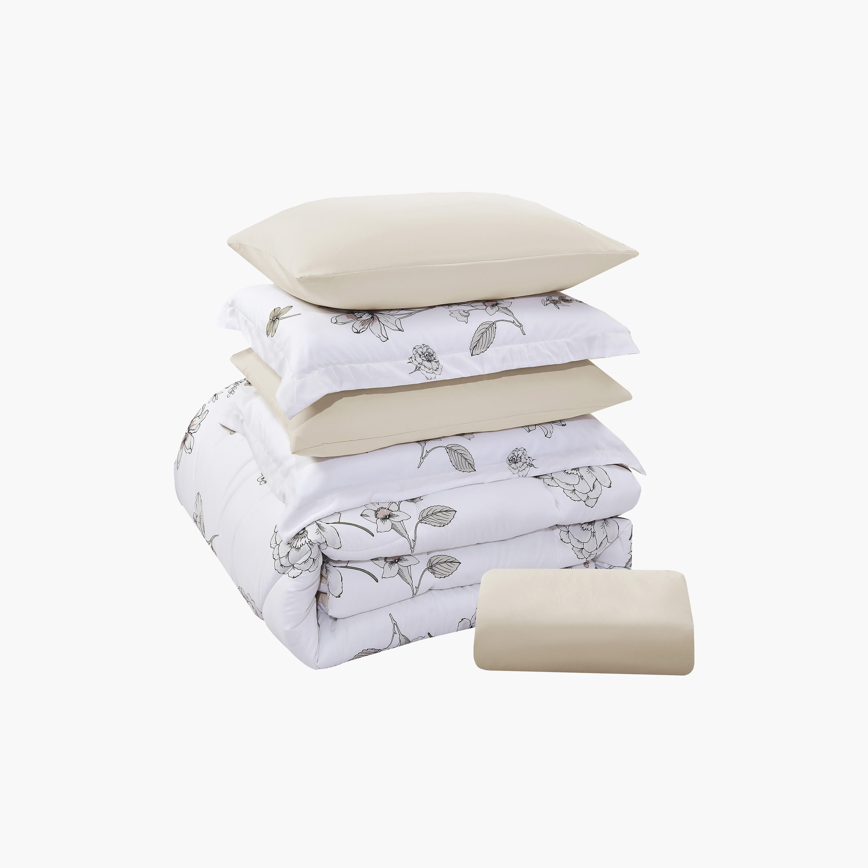 طقم لحاف قابل للعكس من 4 قطع بنقشة زهور من لايف ستايل كوين - 170 × 240 سم-household-bedding-comfortersandbedspreads-comforters-image-28
