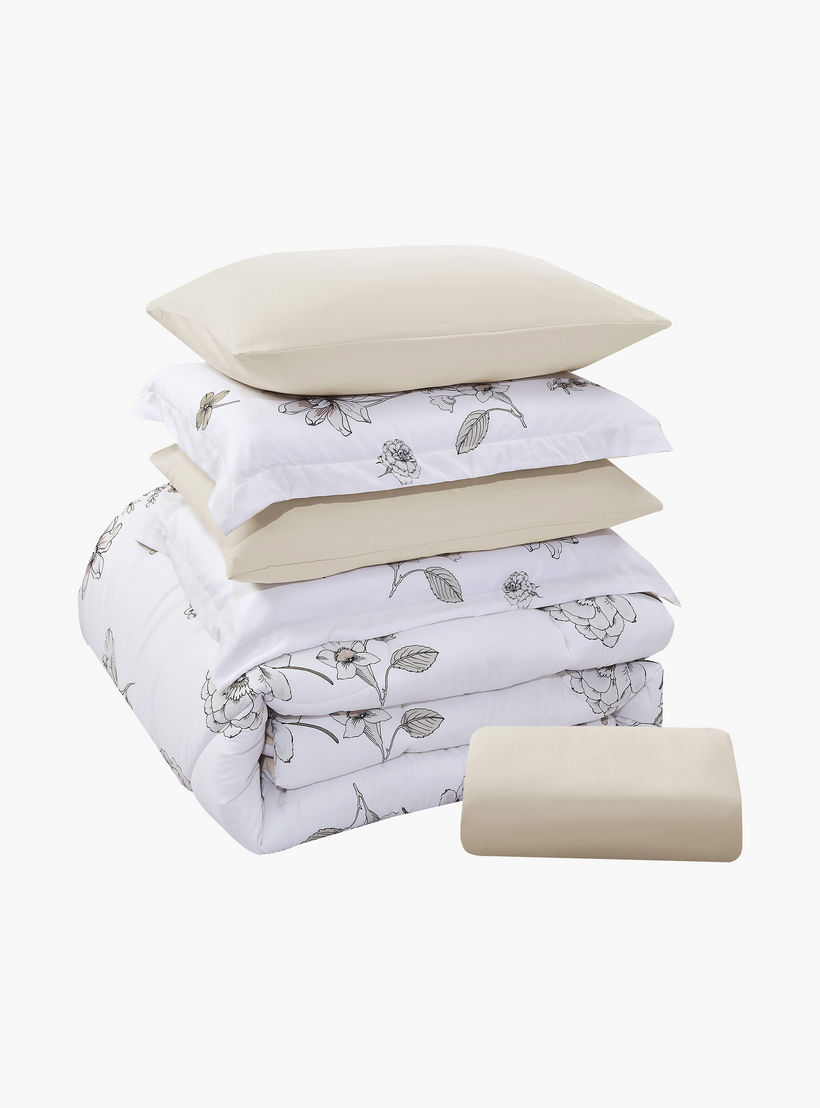 طقم لحاف قابل للعكس من 4 قطع بنقشة زهور من لايف ستايل كوين - 170 × 240 سم-household-bedding-comfortersandbedspreads-comforters-image-7