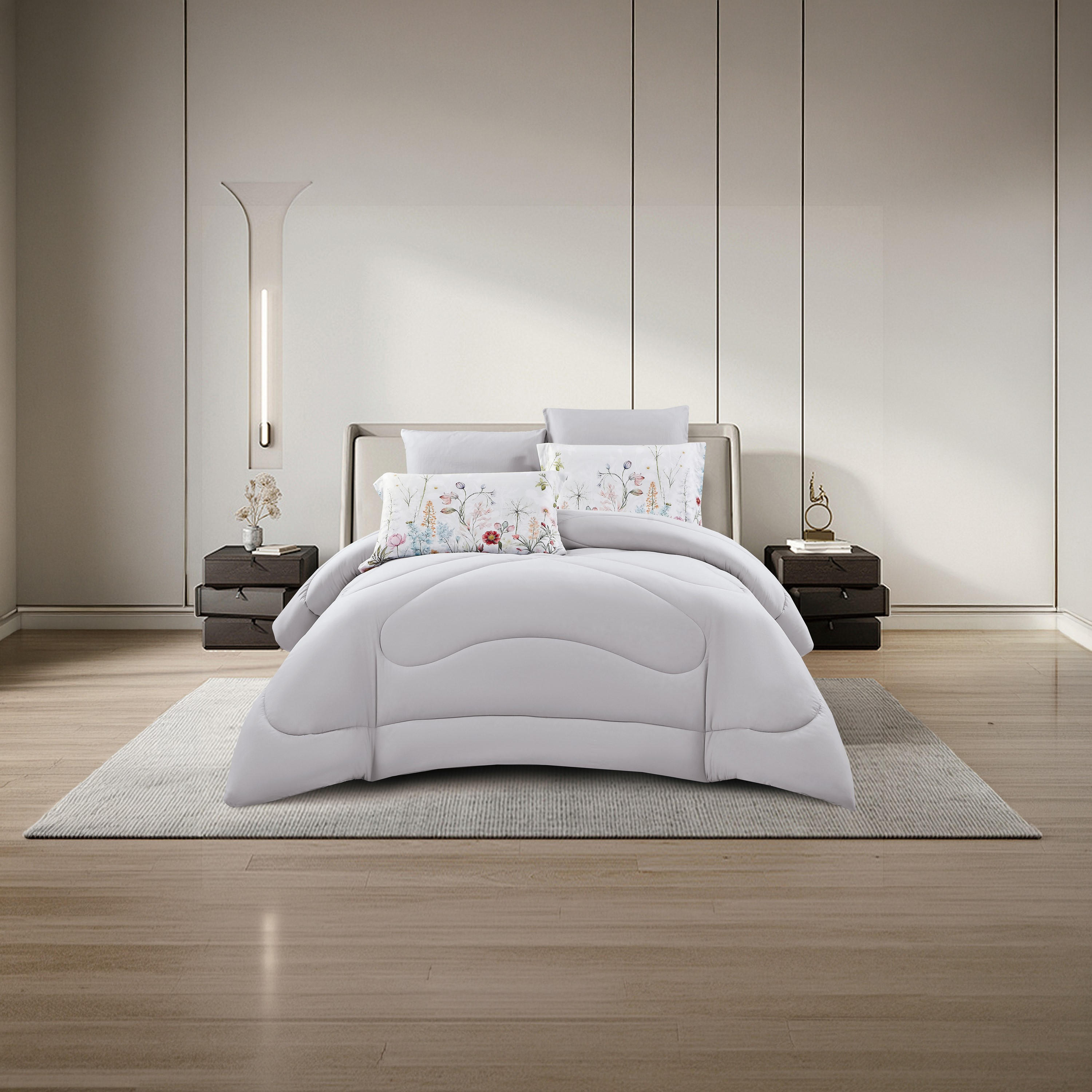 طقم لحاف قابل للعكس من 4 قطع بنقشة زهور من لايف ستايل كوين - 170 × 240 سم-household-bedding-comfortersandbedspreads-comforters-image-2