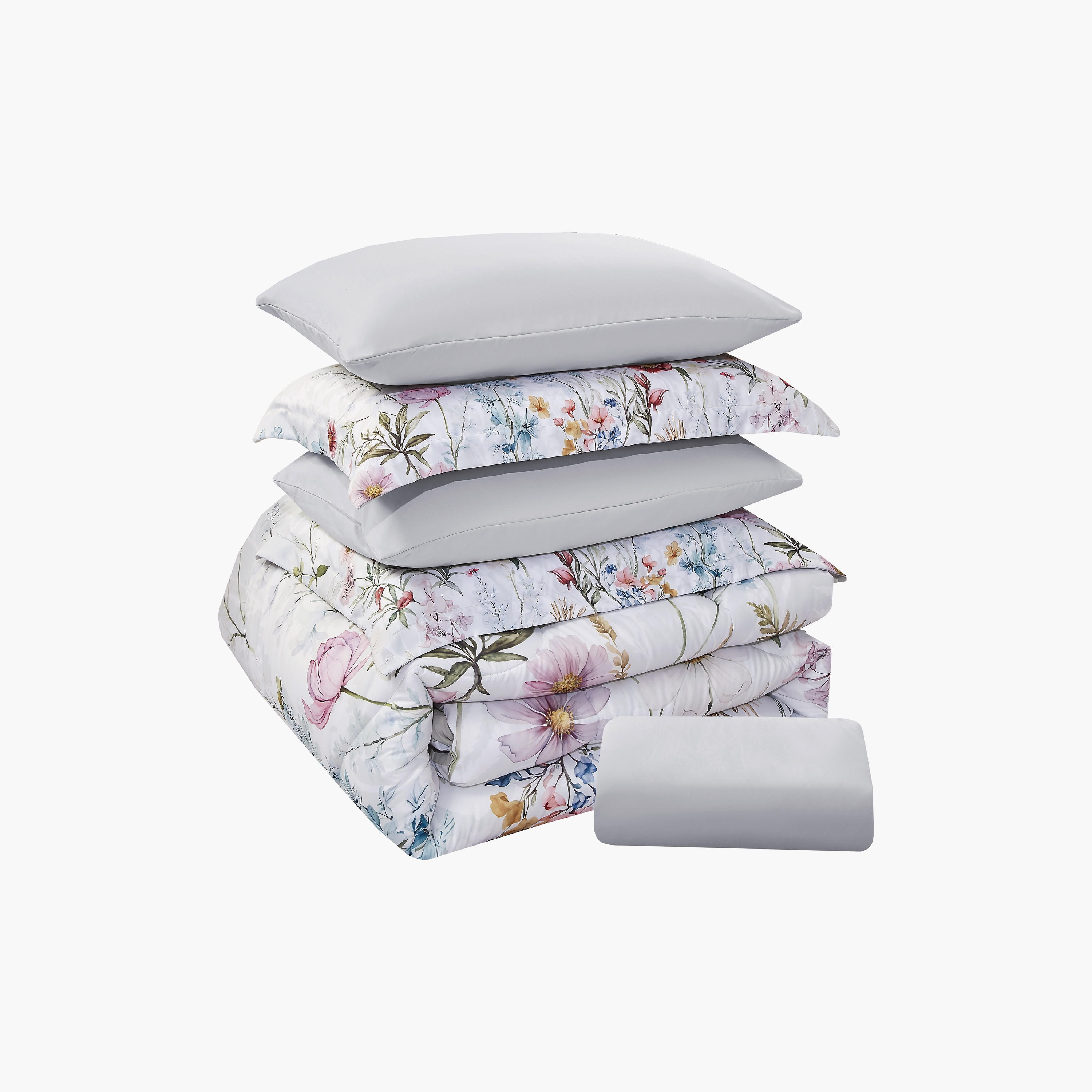 طقم لحاف قابل للعكس من 4 قطع بنقشة زهور من لايف ستايل كوين - 170 × 240 سم-household-bedding-comfortersandbedspreads-comforters-image-7