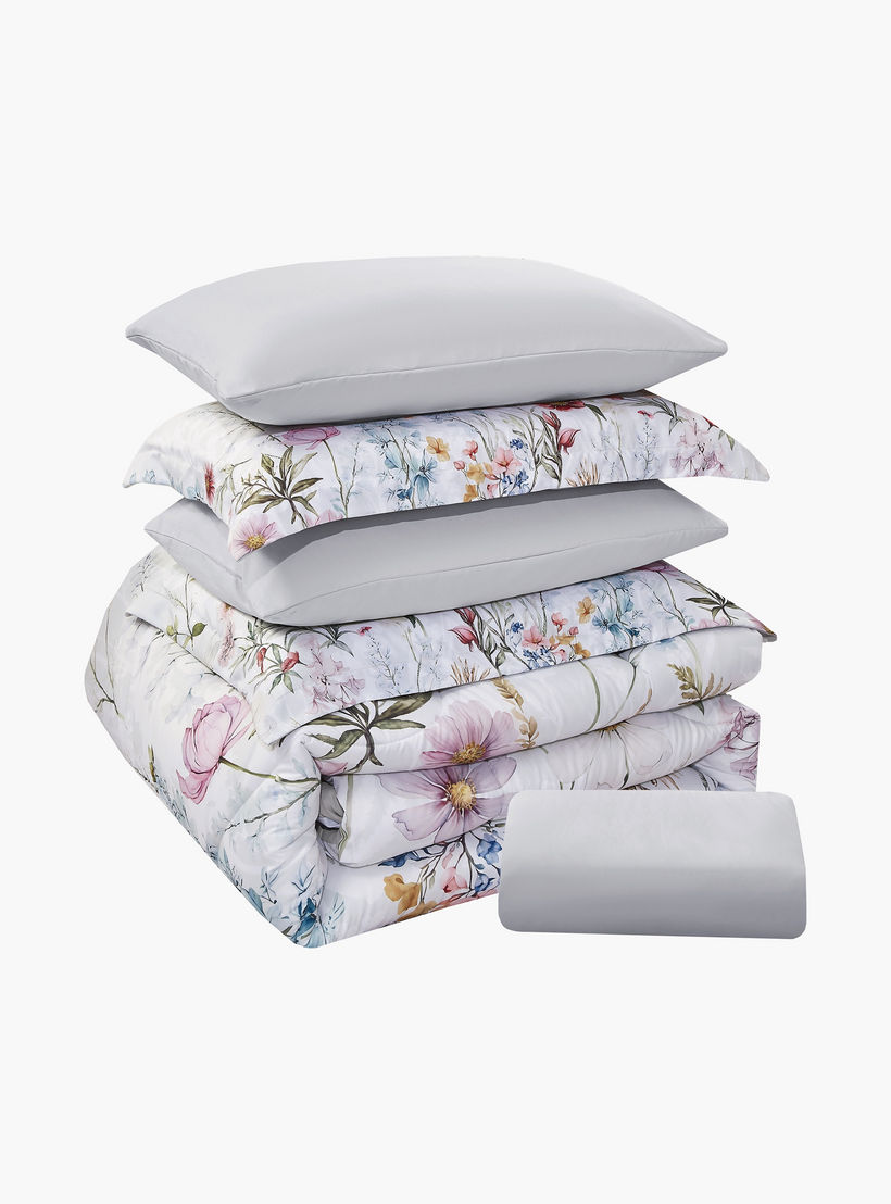 طقم لحاف قابل للعكس من 4 قطع بنقشة زهور من لايف ستايل كوين - 170 × 240 سم-household-bedding-comfortersandbedspreads-comforters-image-7