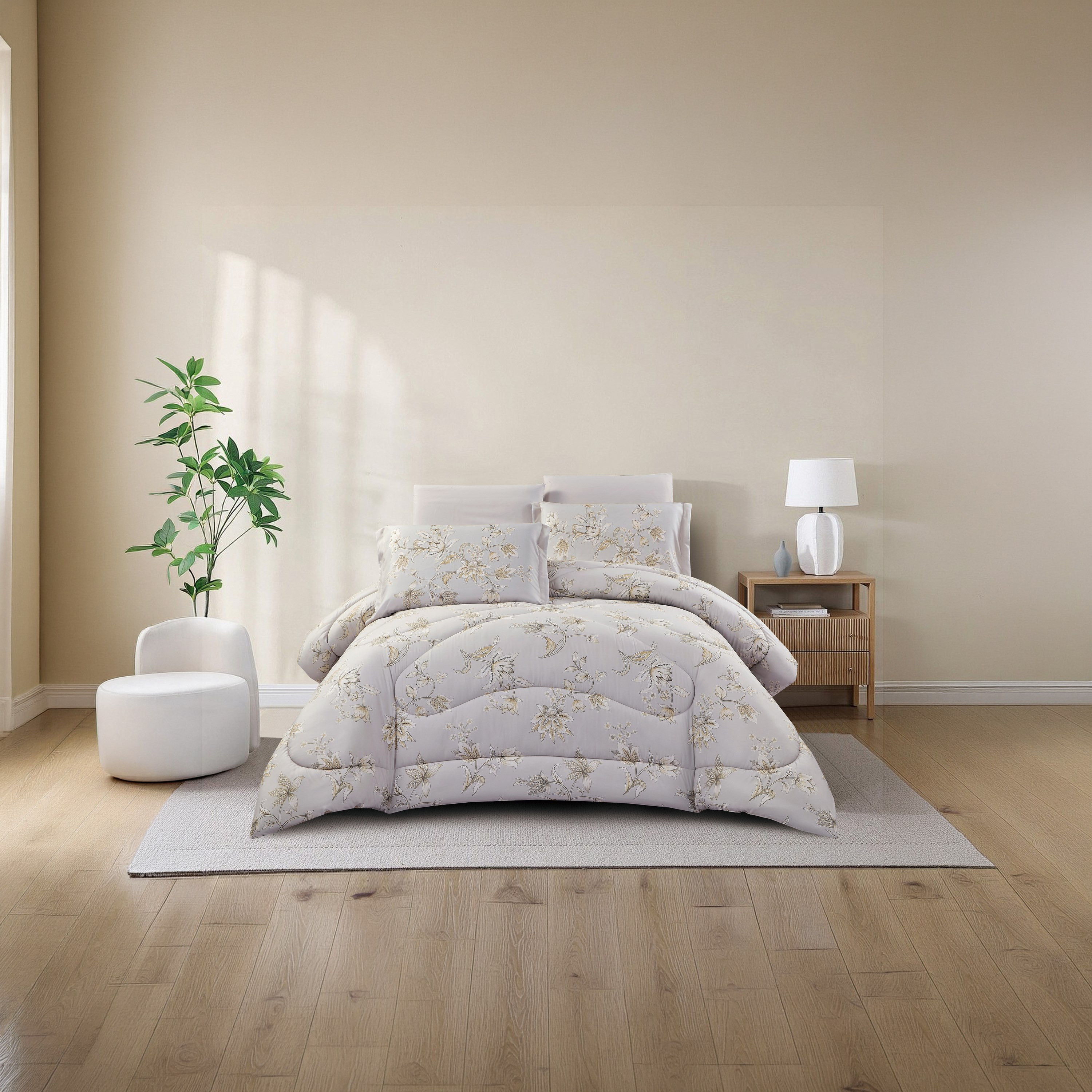 طقم لحاف قابل للعكس من 4 قطع بنقشة زهور من لايف ستايل كوين - 170 × 240 سم-household-bedding-comfortersandbedspreads-comforters-image-8