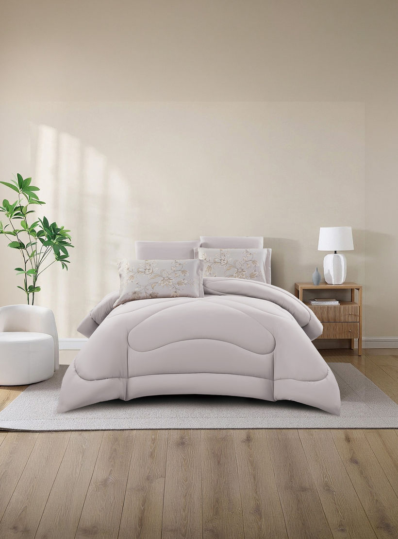 Lifestyle Queen Floral Print 4 Piece Reversible Comforter Set - 170x240cms-household-bedding-comfortersandbedspreads-comforters-image-2