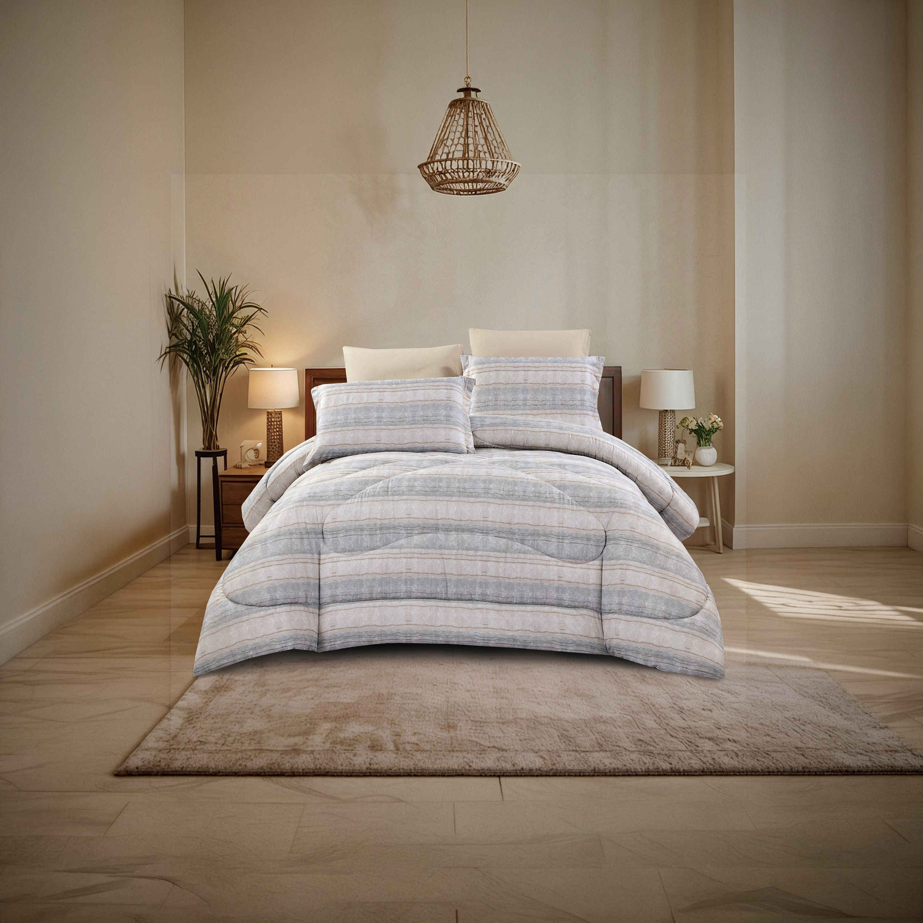 Lifestyle Queen Printed 4 Piece Reversible Comforter Set -170x240cms-household-bedding-comfortersandbedspreads-comforters-image-1