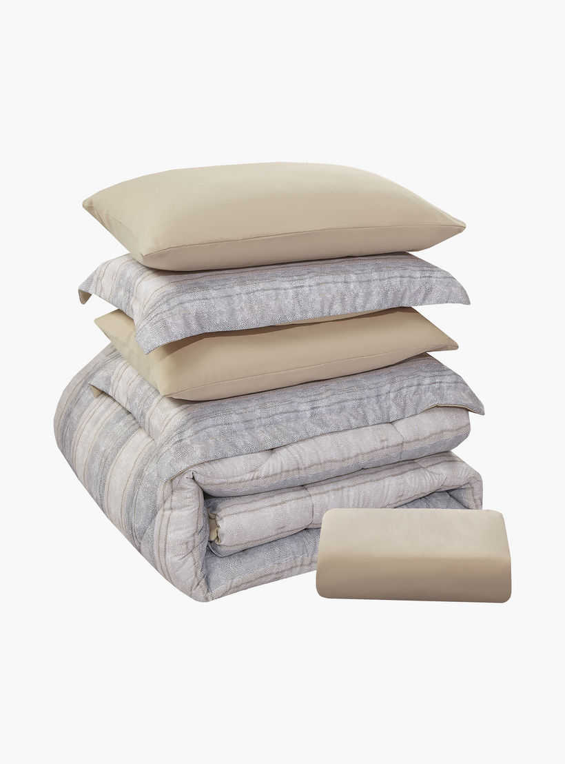 Lifestyle Queen Printed 4 Piece Reversible Comforter Set -170x240cms-household-bedding-comfortersandbedspreads-comforters-image-7