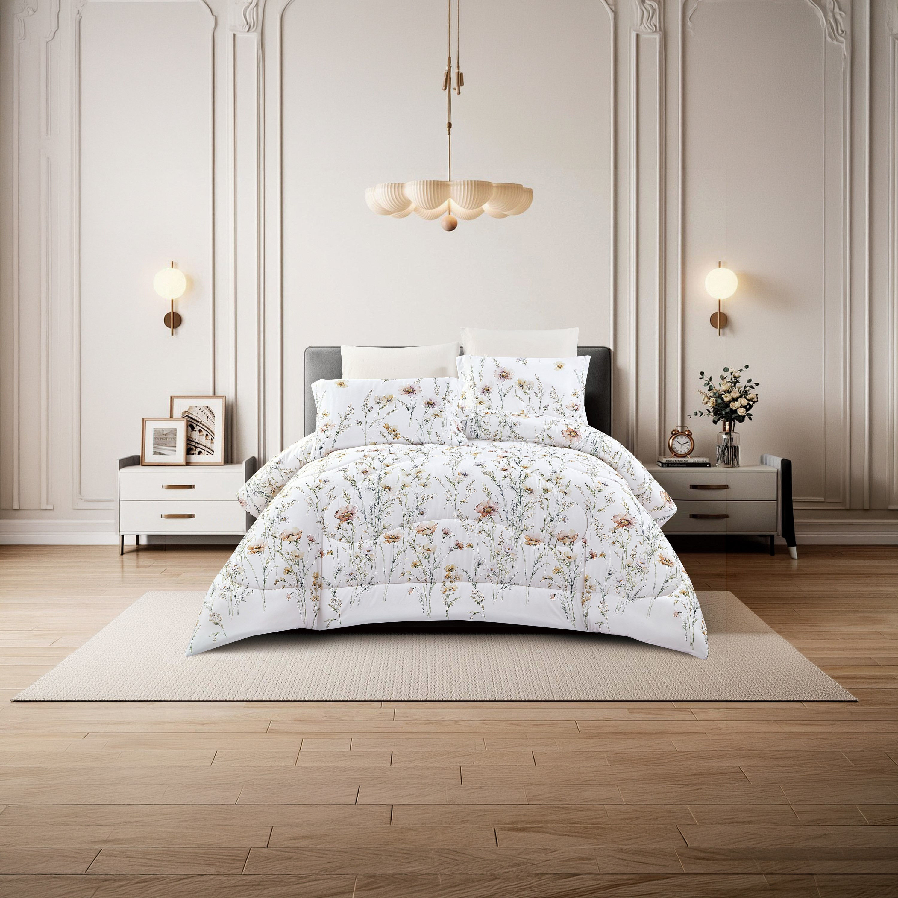 طقم لحاف قابل للعكس من 4 قطع بنقشة زهور من لايف ستايل كوين - 170 × 240 سم-household-bedding-comfortersandbedspreads-comforters-image-15