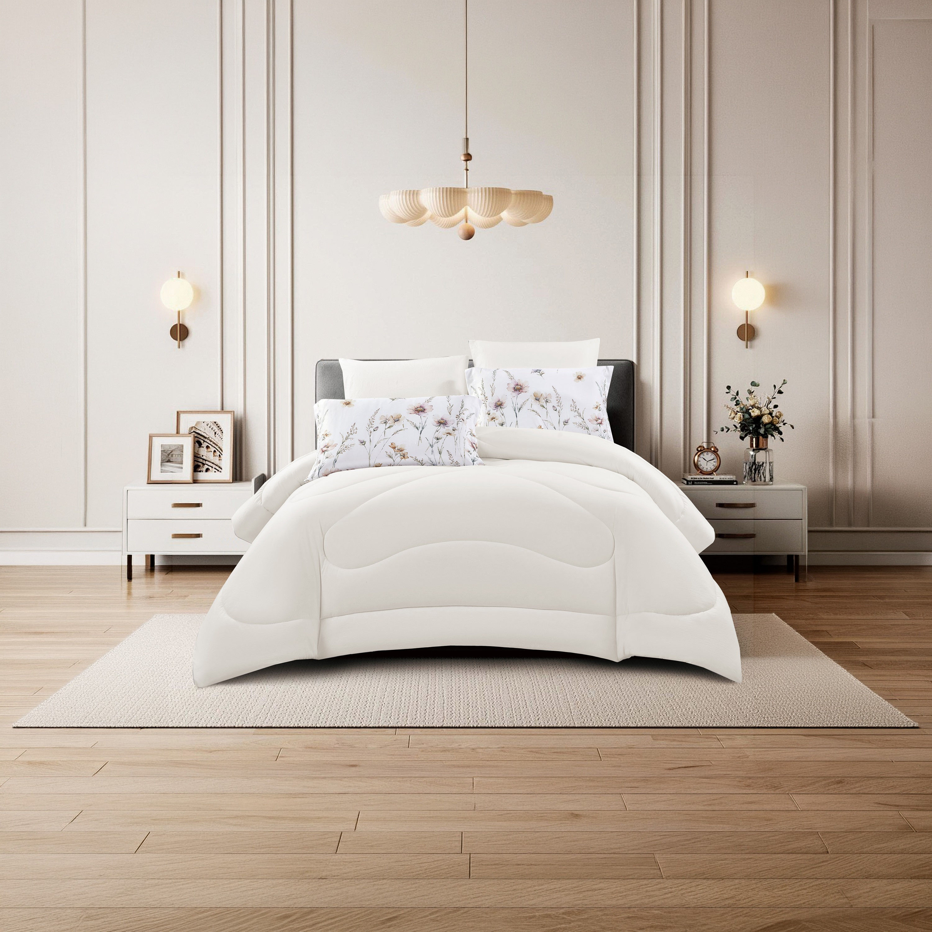 طقم لحاف قابل للعكس من 4 قطع بنقشة زهور من لايف ستايل كوين - 170 × 240 سم-household-bedding-comfortersandbedspreads-comforters-image-16