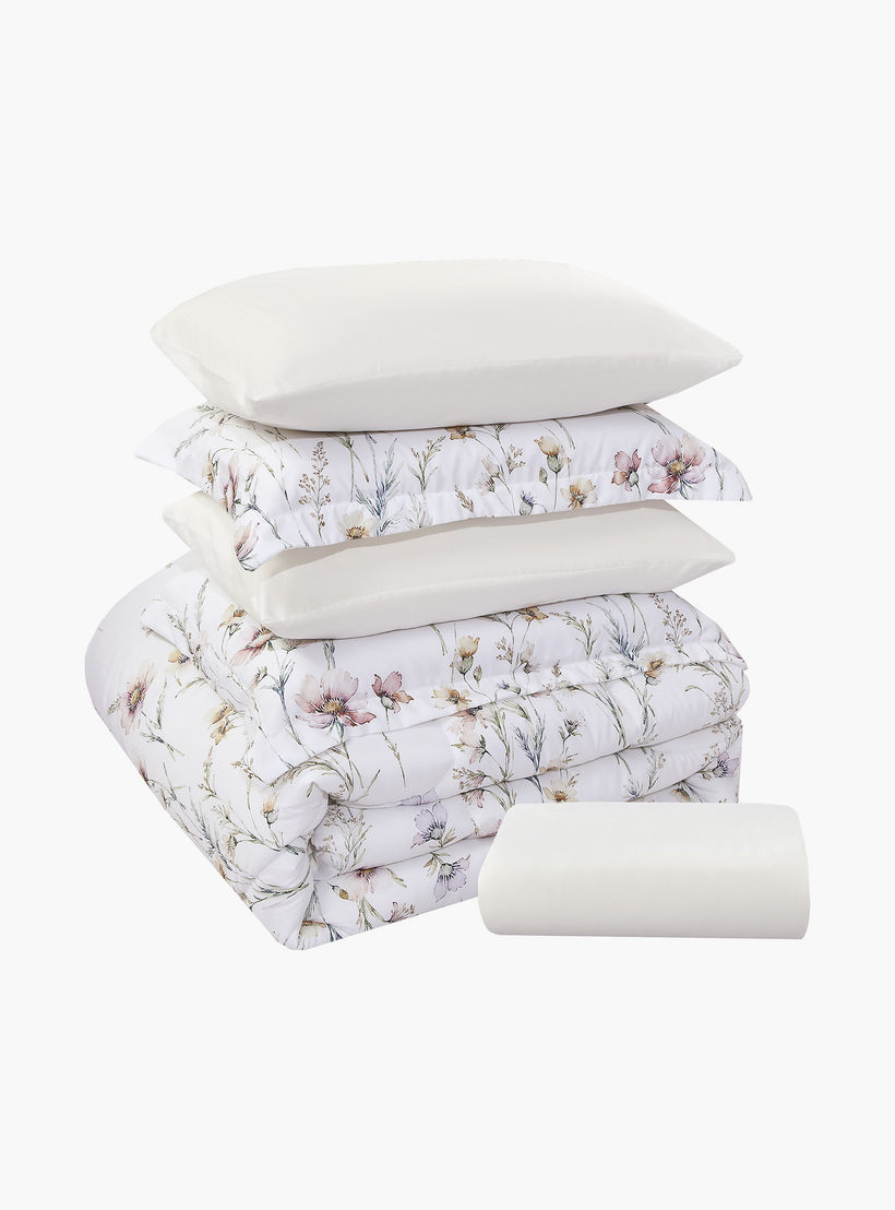 طقم لحاف قابل للعكس من 4 قطع بنقشة زهور من لايف ستايل كوين - 170 × 240 سم-household-bedding-comfortersandbedspreads-comforters-image-7