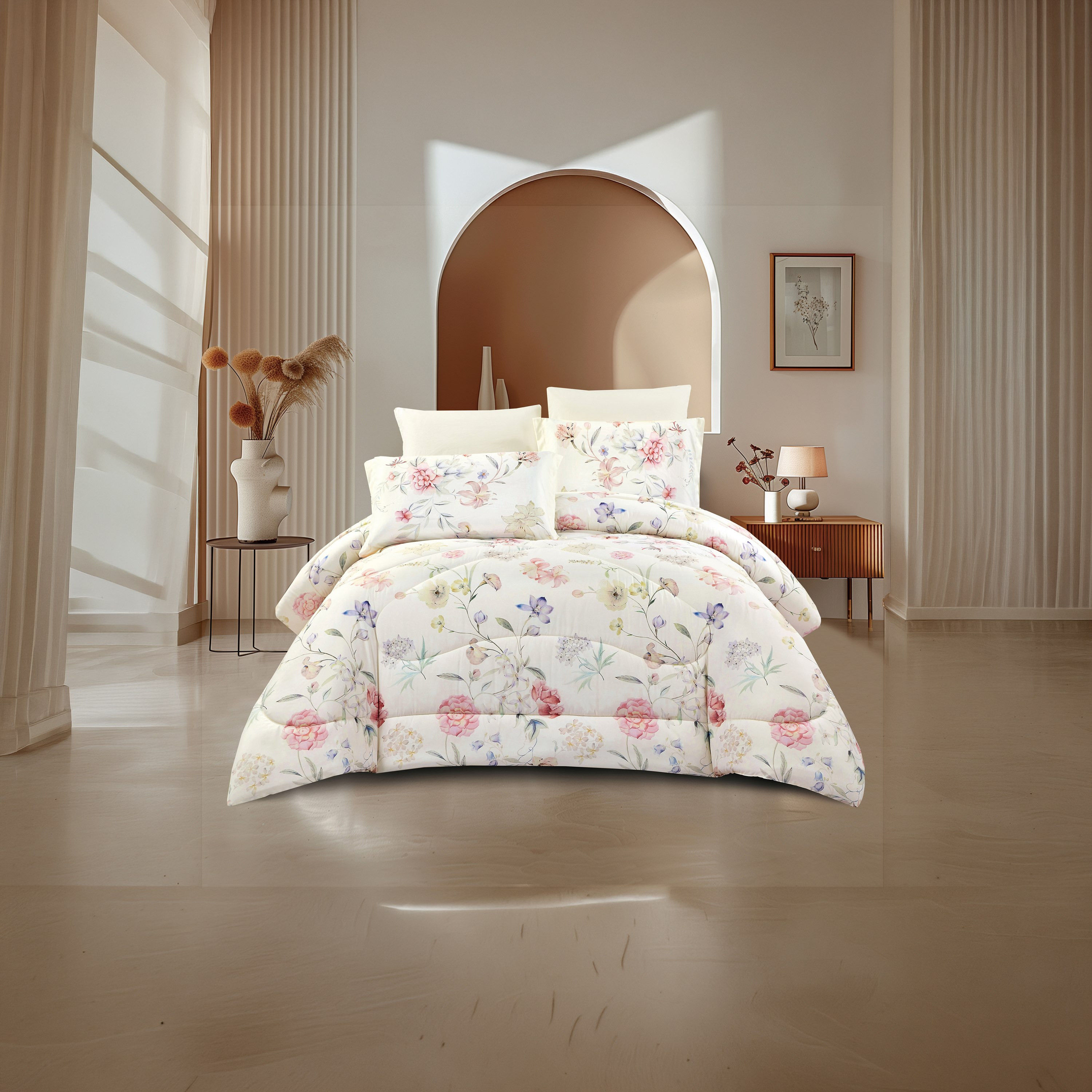 طقم لحاف قابل للعكس من 4 قطع بنقشة زهور من لايف ستايل كوين - 170 × 240 سم-household-bedding-comfortersandbedspreads-comforters-image-22