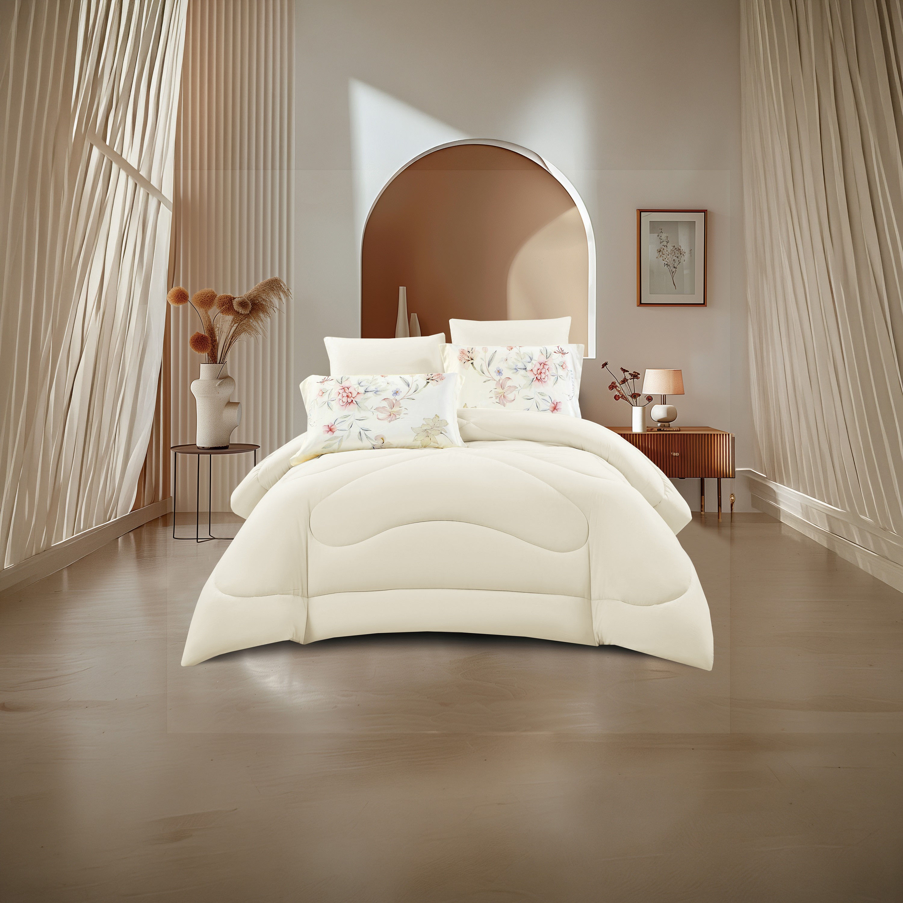 طقم لحاف قابل للعكس من 4 قطع بنقشة زهور من لايف ستايل كوين - 170 × 240 سم-household-bedding-comfortersandbedspreads-comforters-image-23
