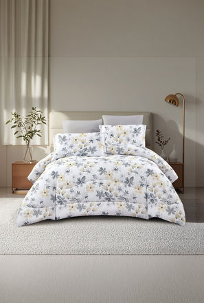 Lifestyle Queen Floral Print 4 Piece Reversible Comforter Set - 170x240cms-household-image-1
