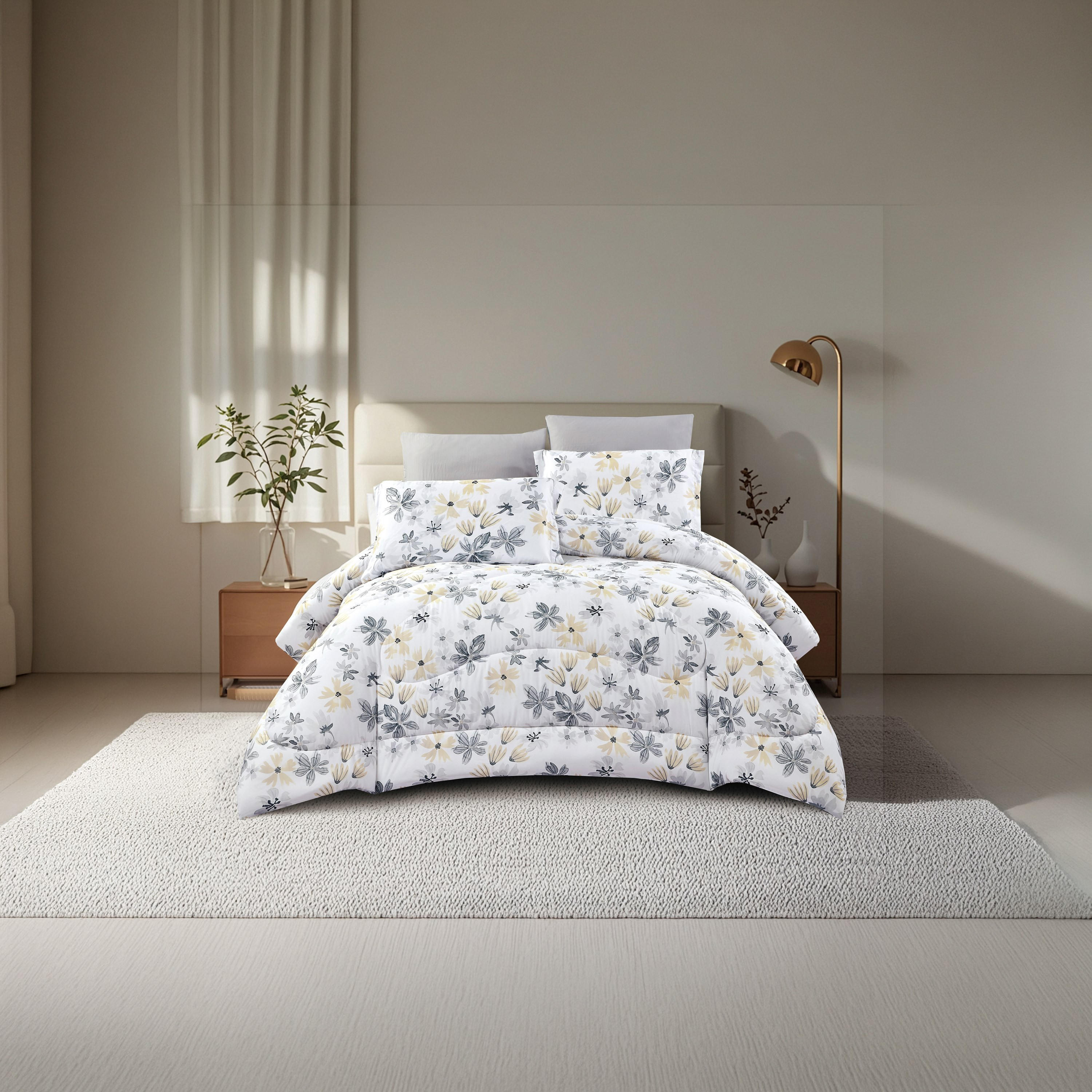 Lifestyle Queen Floral Print 4 Piece Reversible Comforter Set - 170x240cms-household-bedding-comfortersandbedspreads-comforters-image-15
