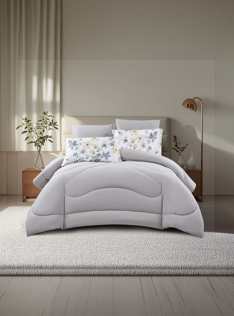 Lifestyle Queen Floral Print 4 Piece Reversible Comforter Set - 170x240cms-household-bedding-comfortersandbedspreads-comforters-image-2