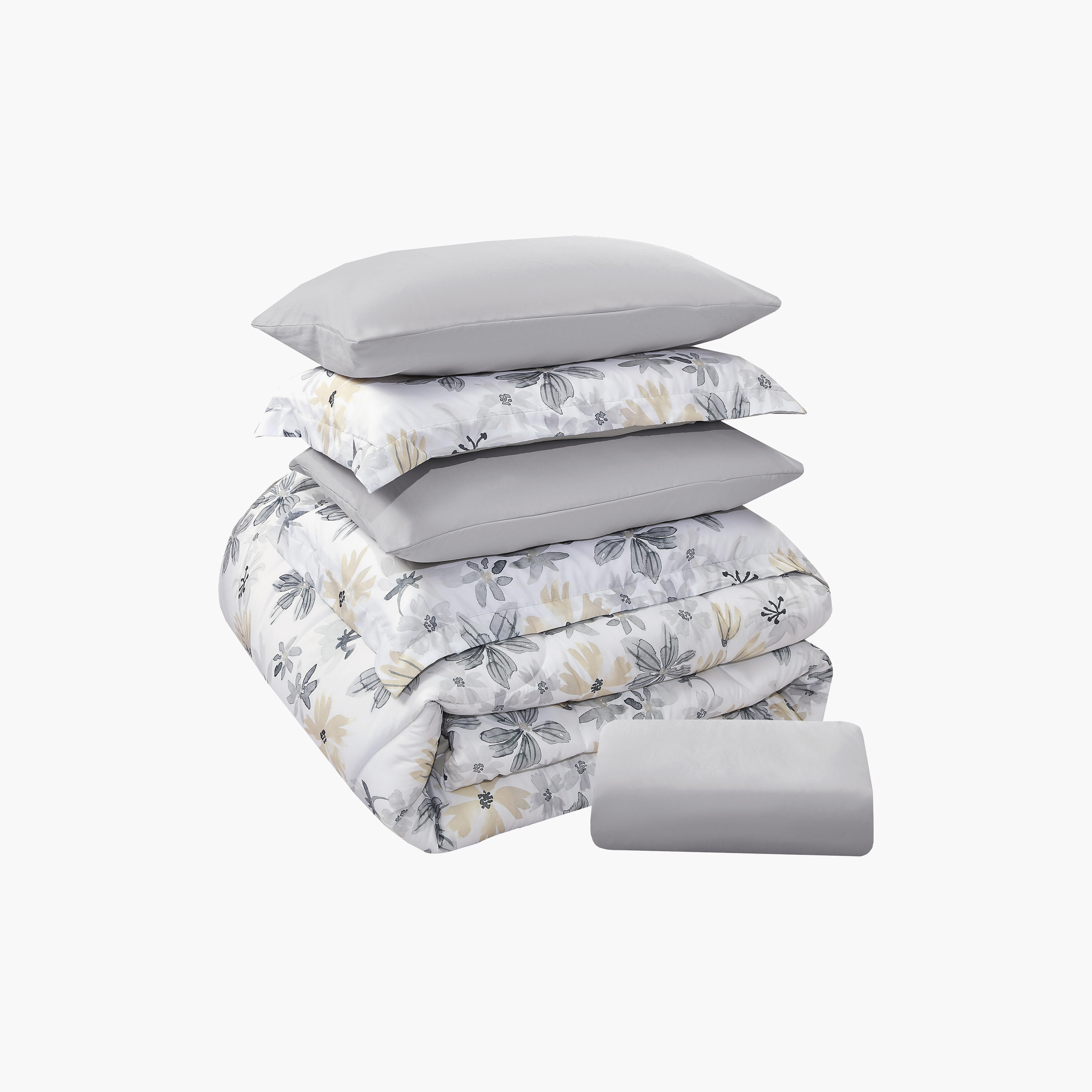 Lifestyle Queen Floral Print 4 Piece Reversible Comforter Set - 170x240cms-household-bedding-comfortersandbedspreads-comforters-image-21