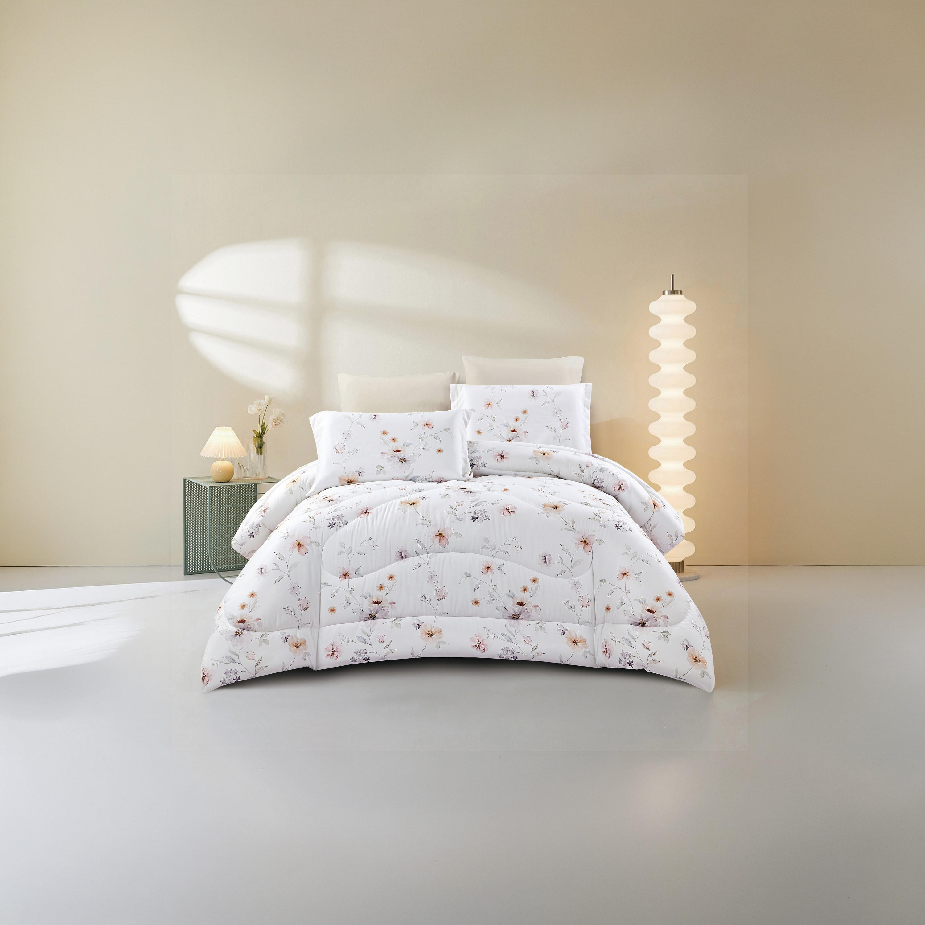 Lifestyle Queen Floral Print 4 Piece Reversible Comforter Set - 170x240cms-household-bedding-comfortersandbedspreads-comforters-image-22