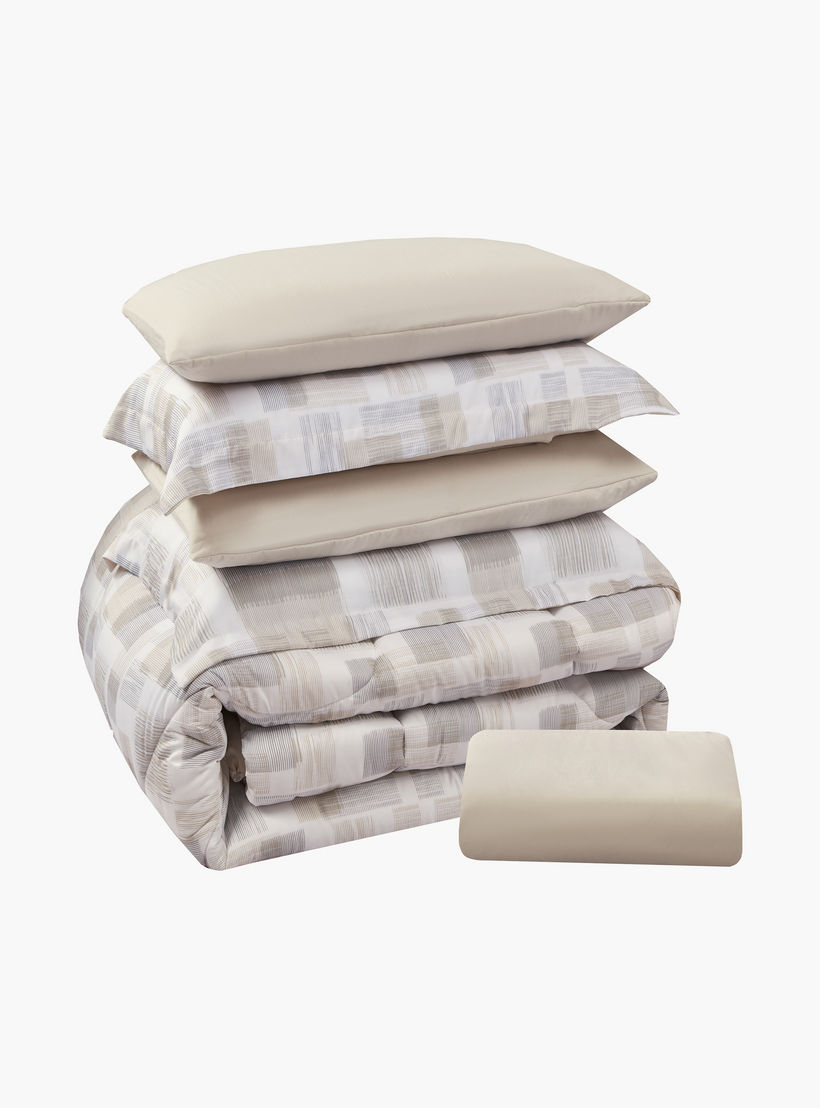 طقم لحاف مزدوج قابل للعكس من لايف ستايل، بتصميم هندسي، مكون من 4 قطع - 170 × 240 سم-household-bedding-comfortersandbedspreads-comforters-image-7